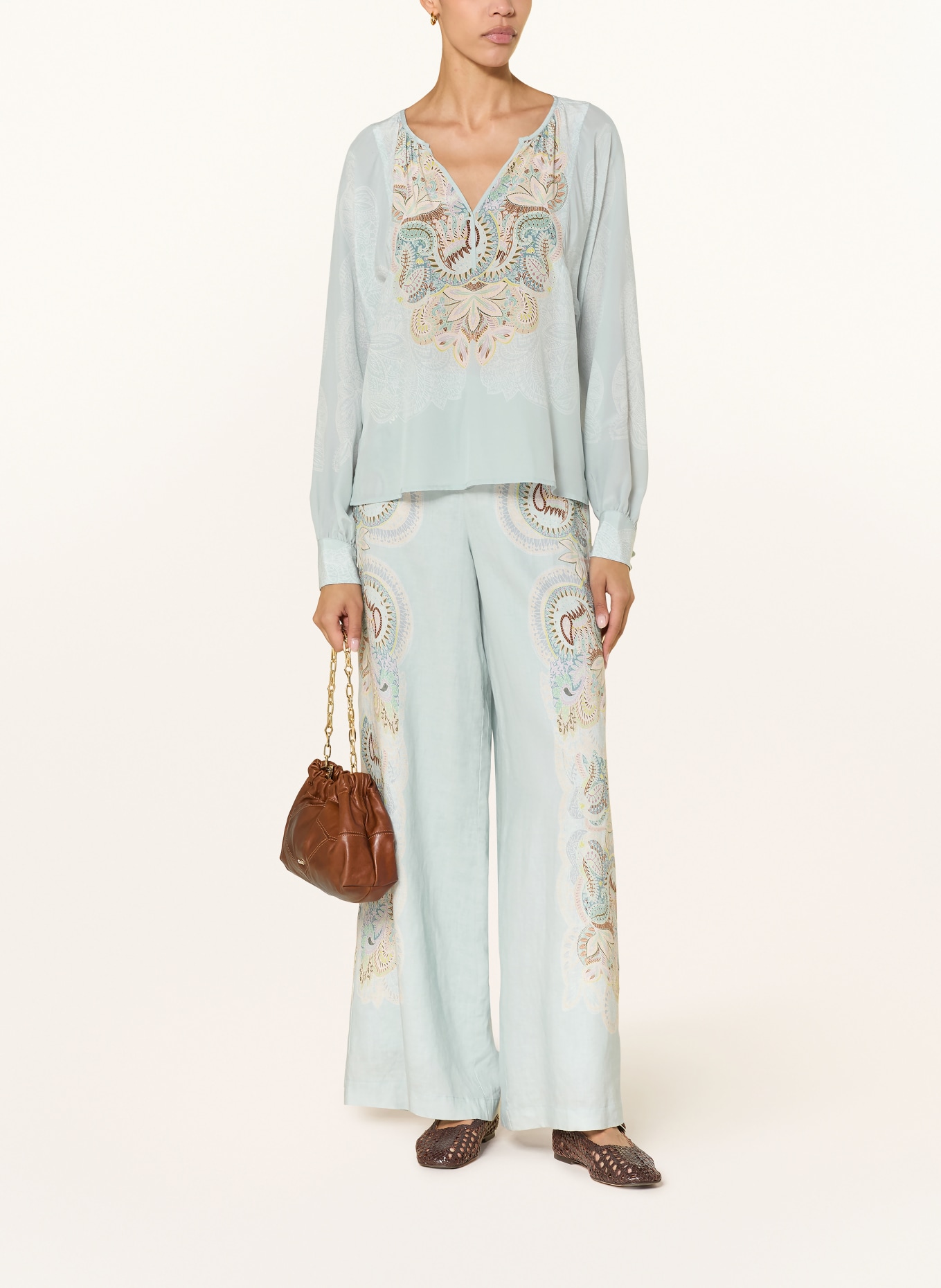 IVI collection Blusenshirt aus Seide: MINT / ORANGE / GELB