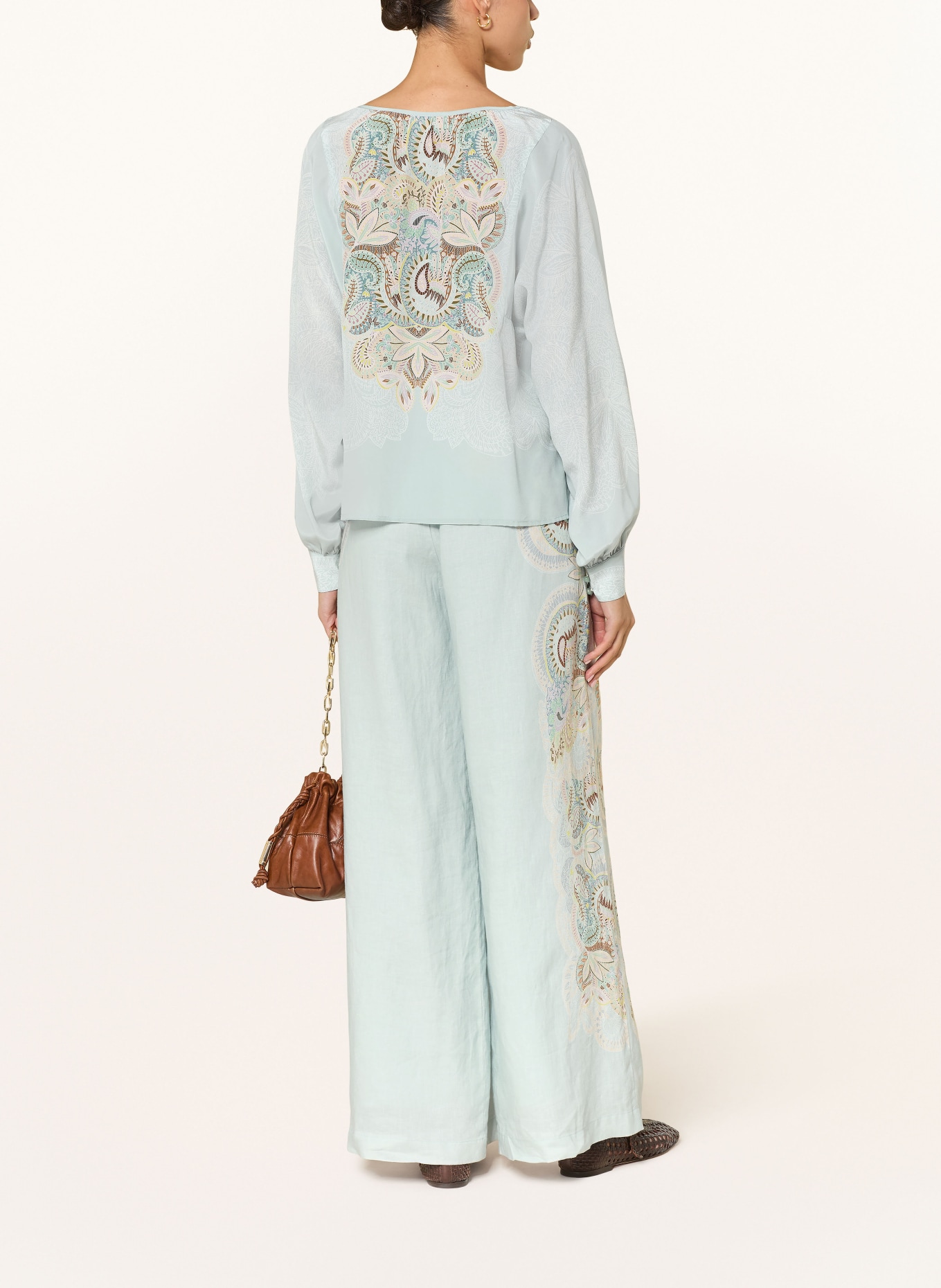 IVI collection Blusenshirt aus Seide: MINT / ORANGE / GELB