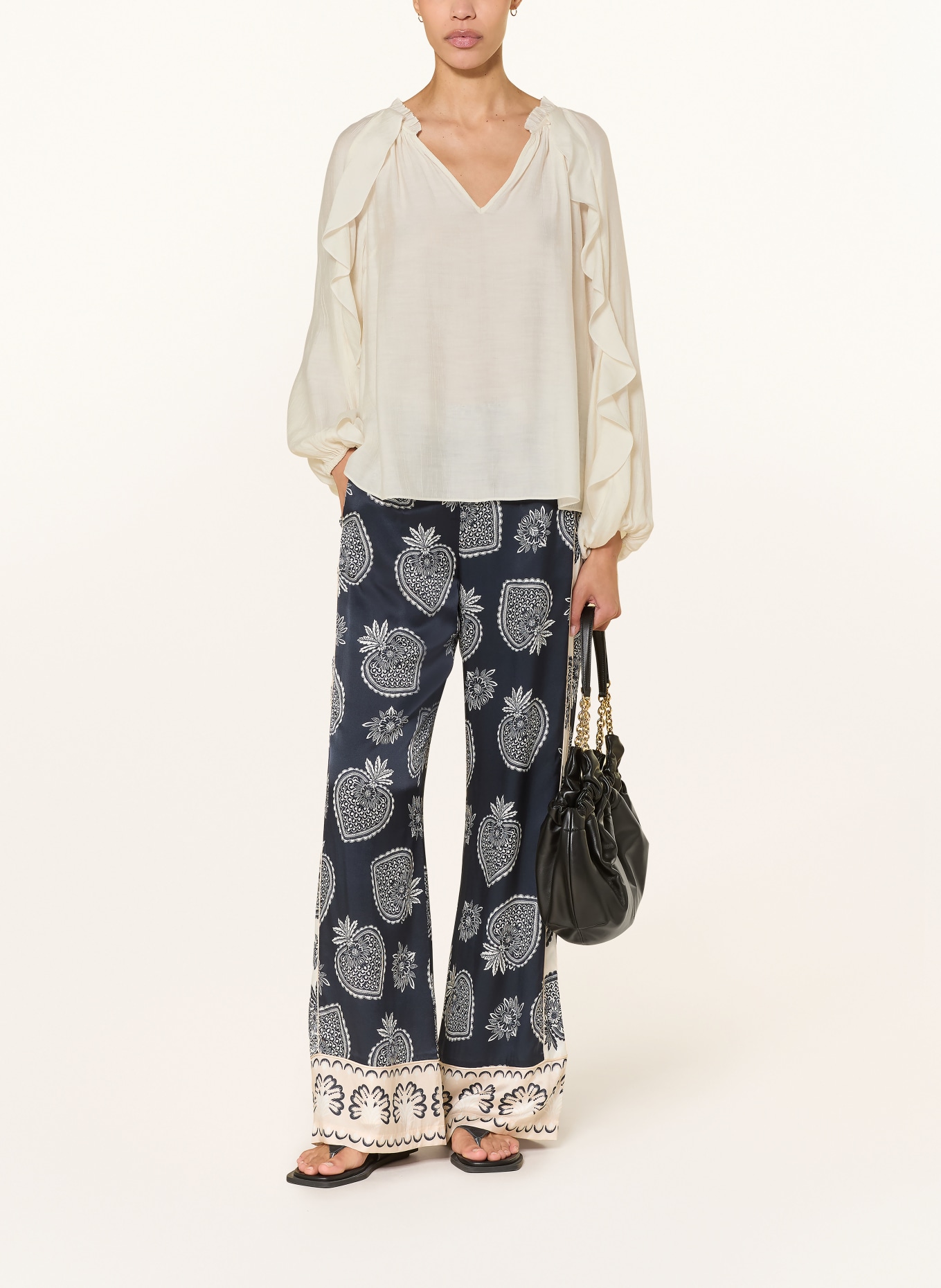 IVI collection Blusensirt mit Volants: ECRU