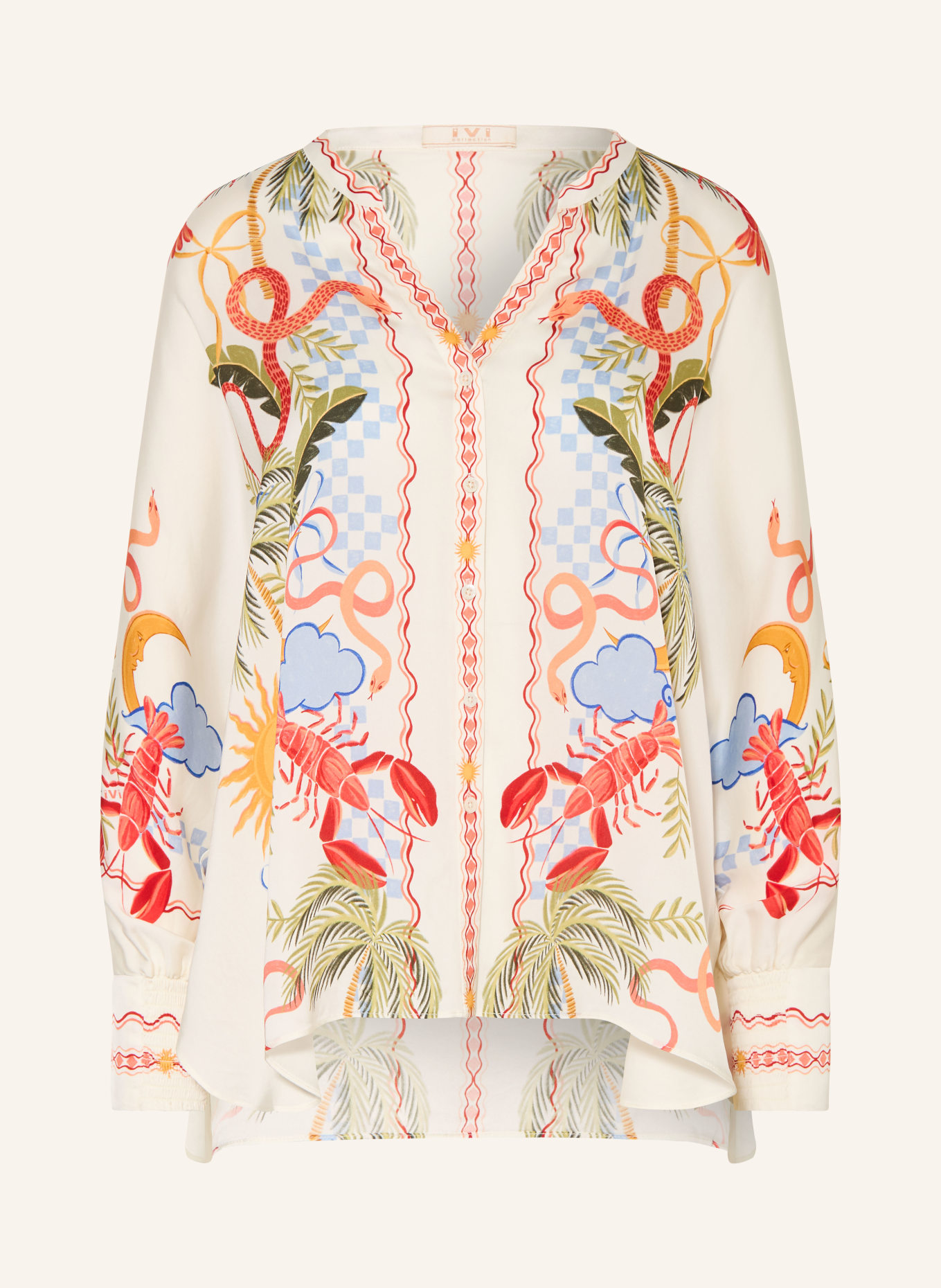 IVI collection Chemisier en soie: CRÈME / ROUGE / BLEU CLAIR