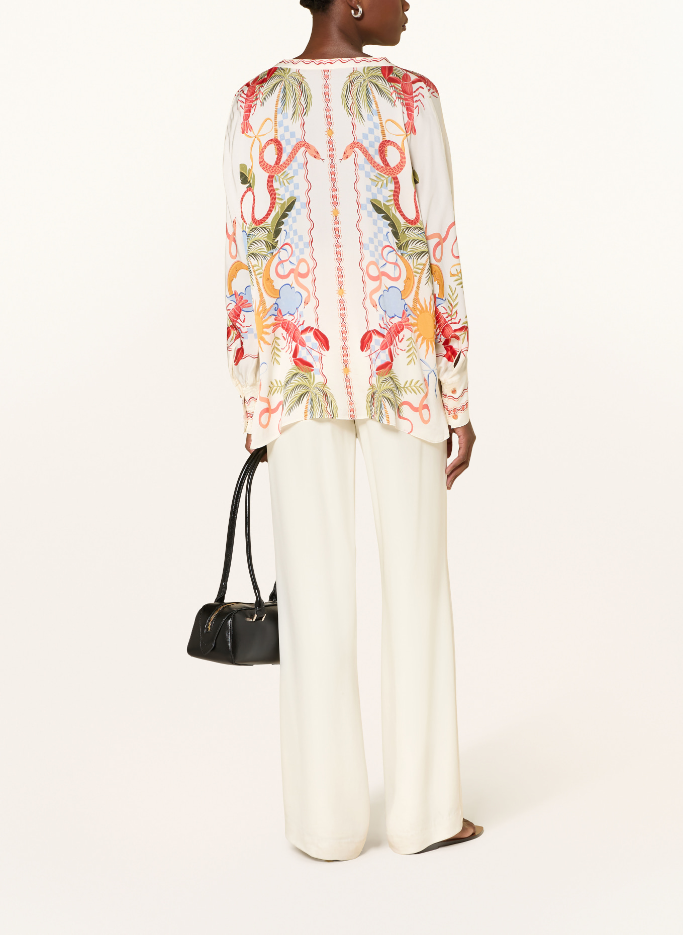 IVI collection Chemisier en soie: CRÈME / ROUGE / BLEU CLAIR