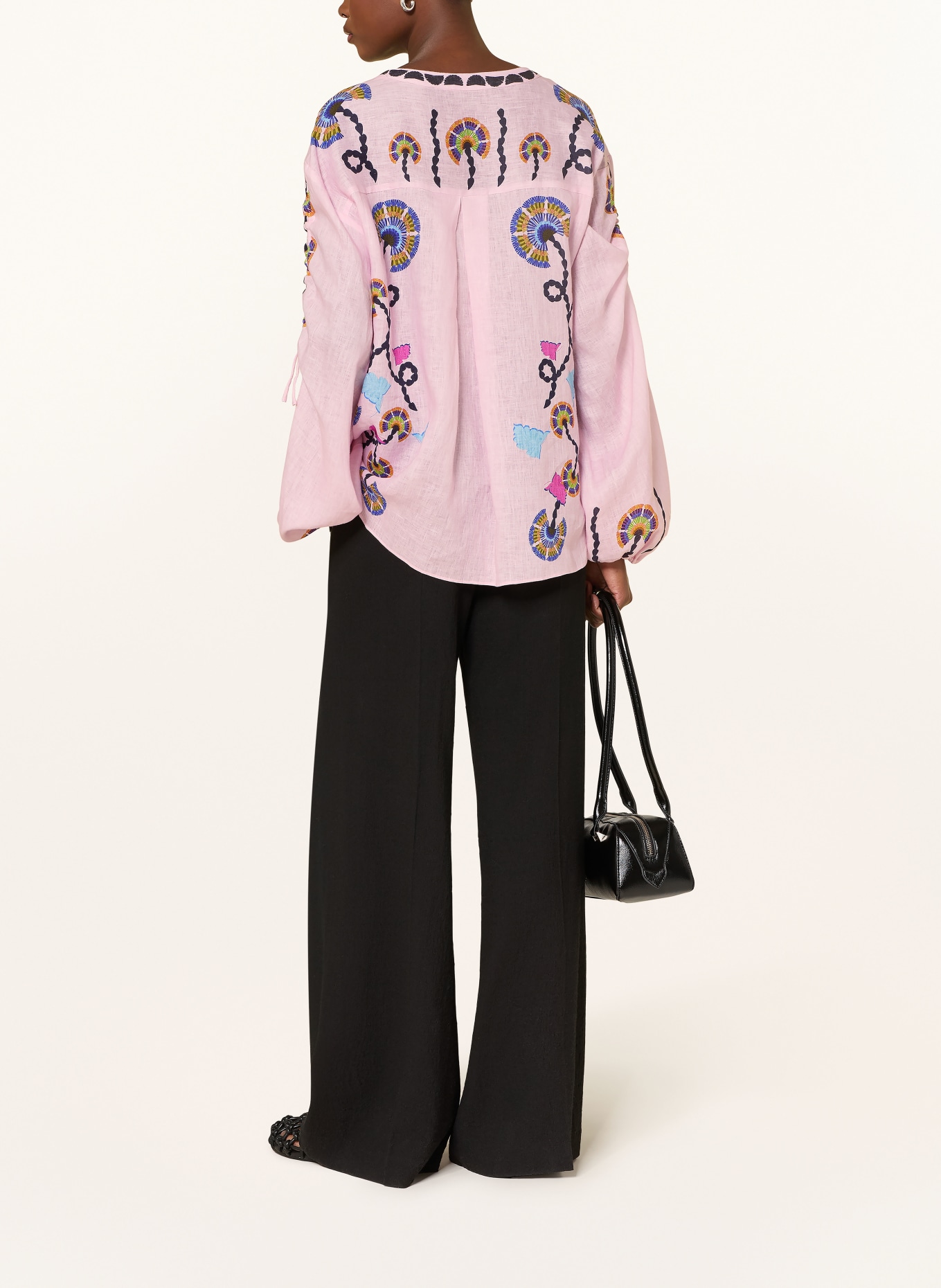 IVI collection Blusenshirt aus Leinen: ROSA / ORANGE / GRÜN