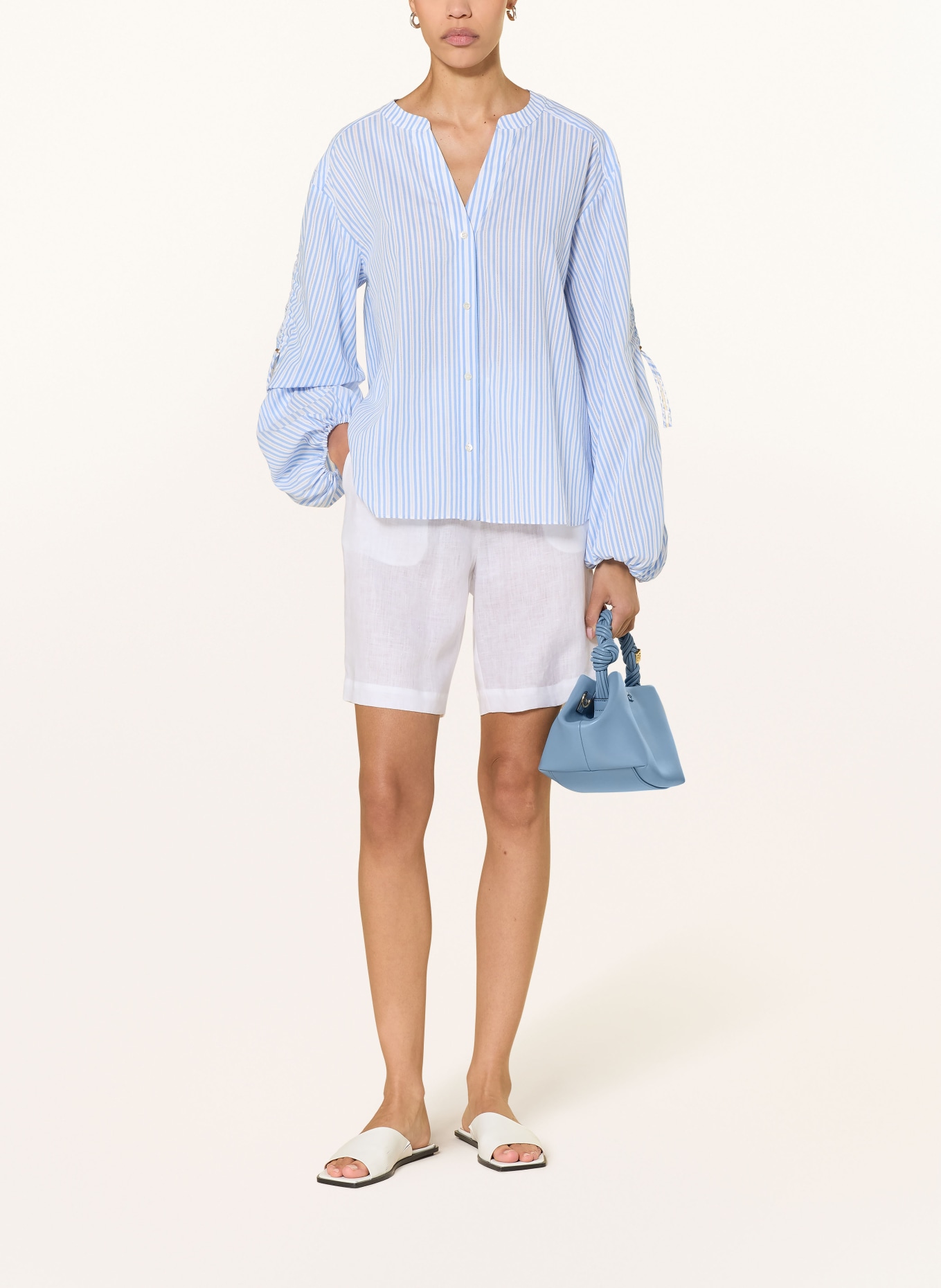 IVI collection chemisier: BLANC / BLEU CLAIR