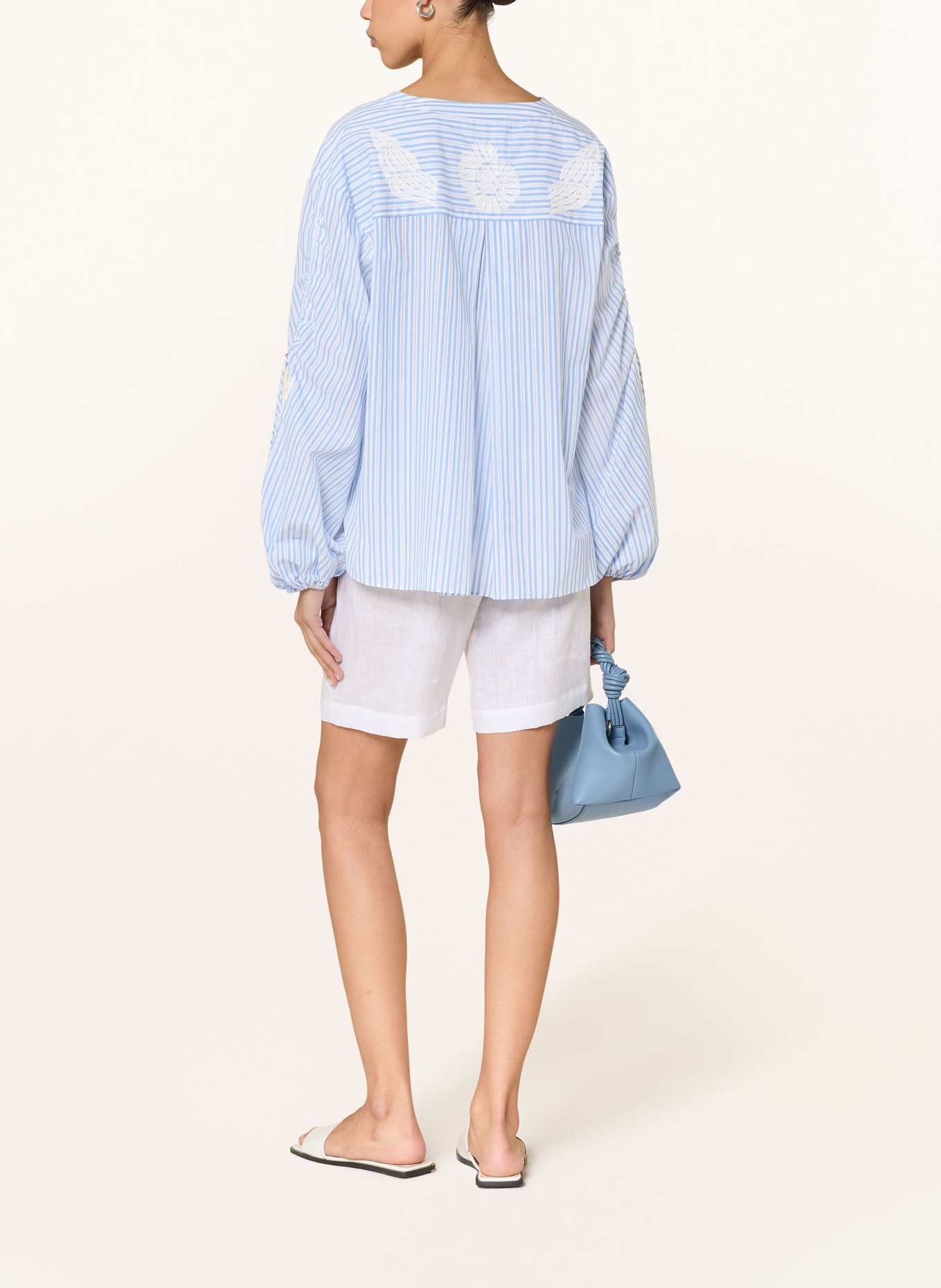 IVI collection chemisier: BLANC / BLEU CLAIR