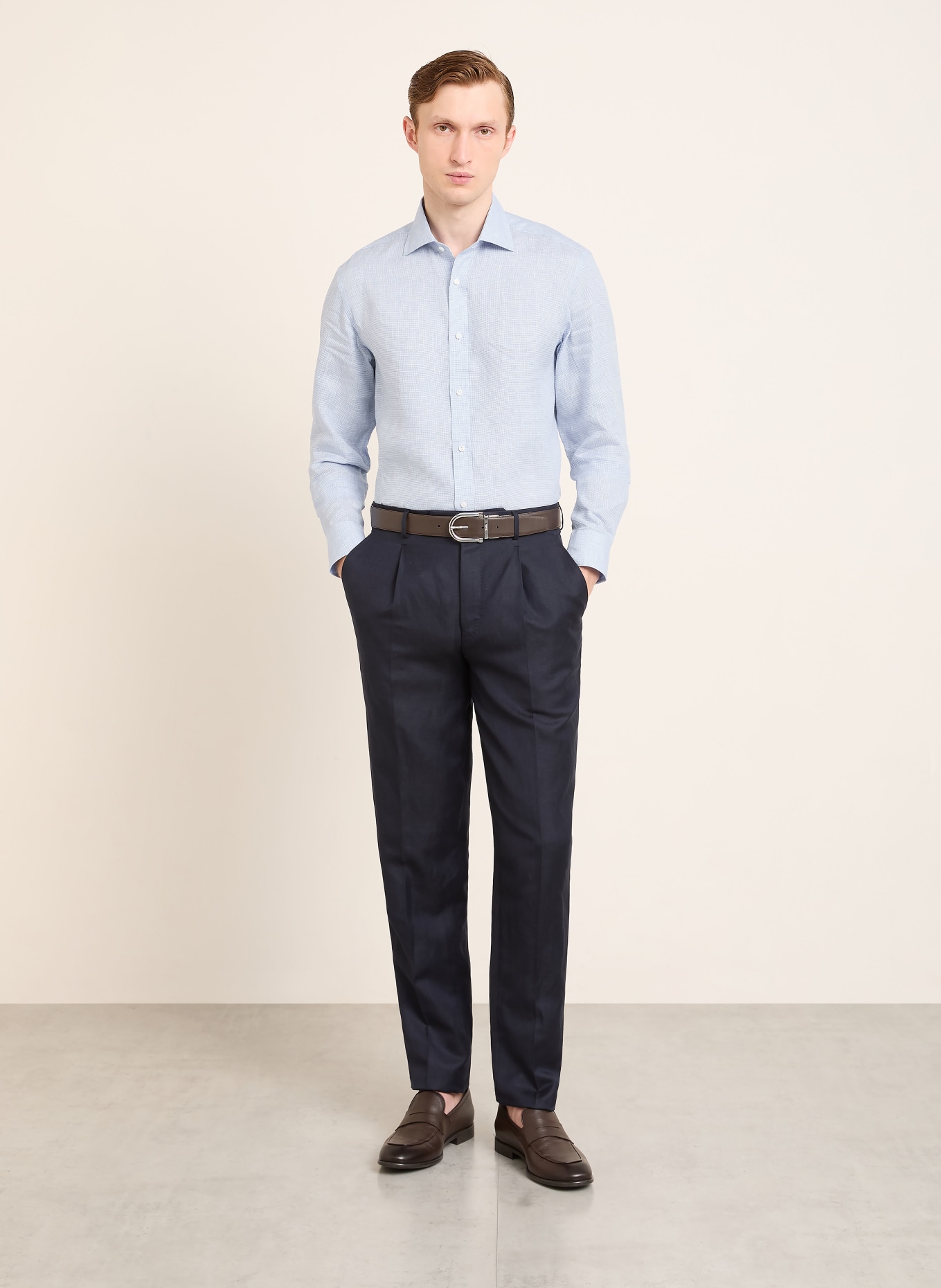 RALPH LAUREN PURPLE LABEL Leinenhemd Regular Fit: HELLBLAU