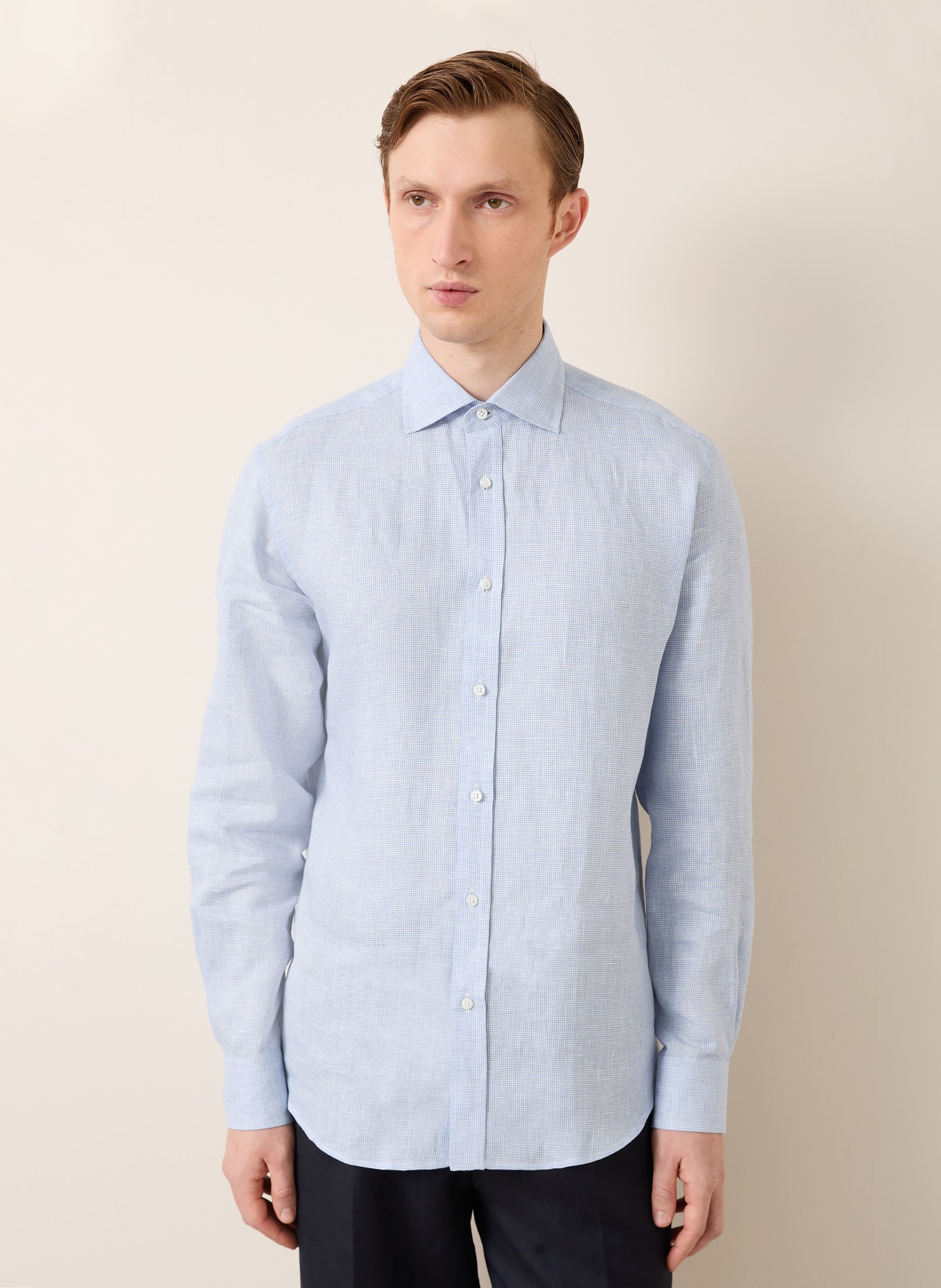 RALPH LAUREN PURPLE LABEL Leinenhemd Regular Fit: HELLBLAU