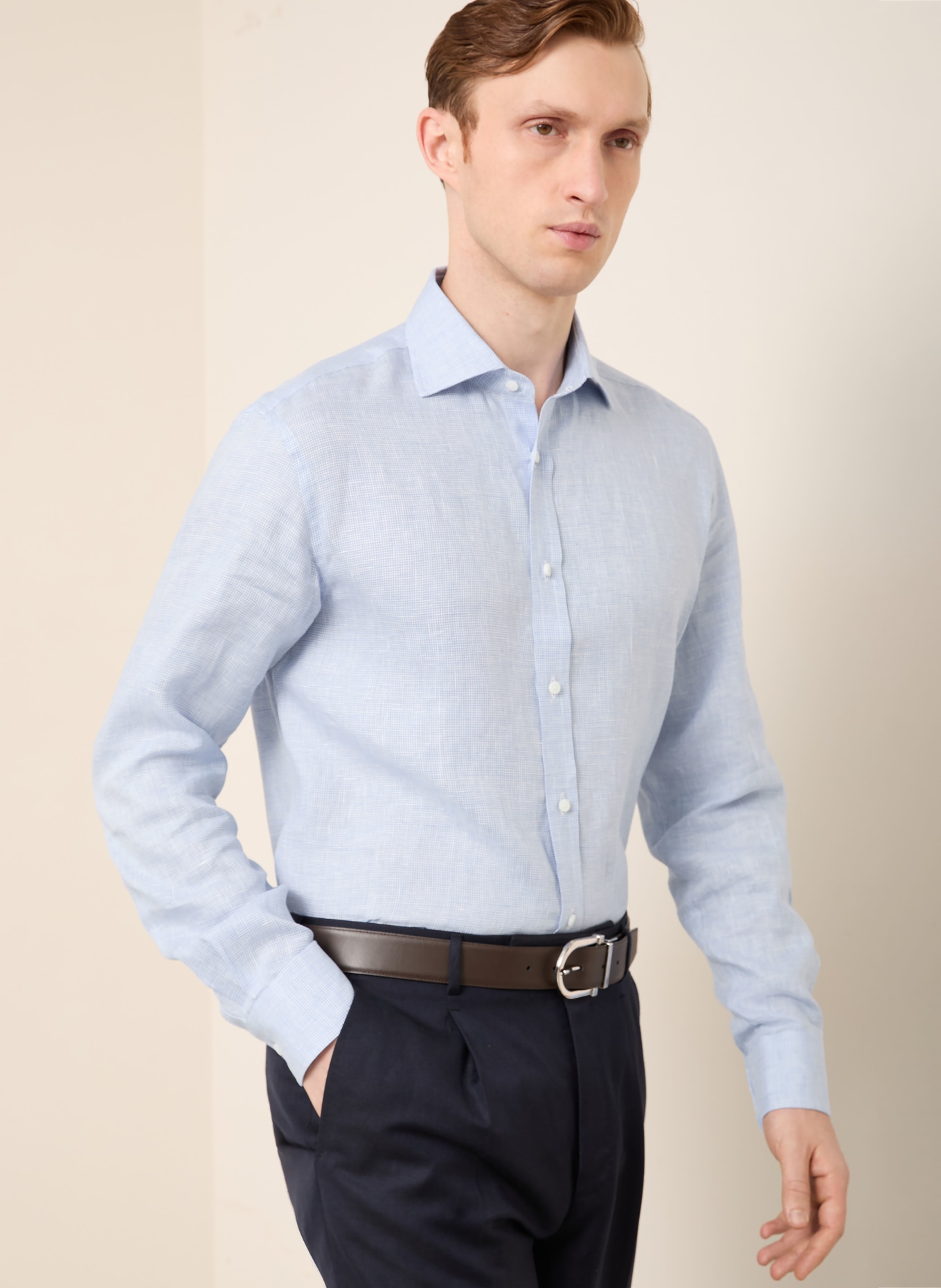 RALPH LAUREN PURPLE LABEL Leinenhemd Regular Fit: HELLBLAU