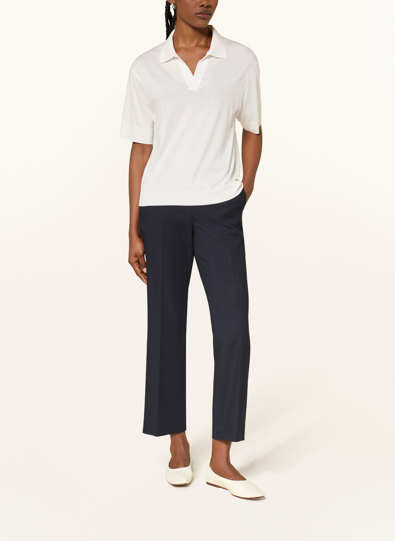 windsor. Strick-Poloshirt: WEISS