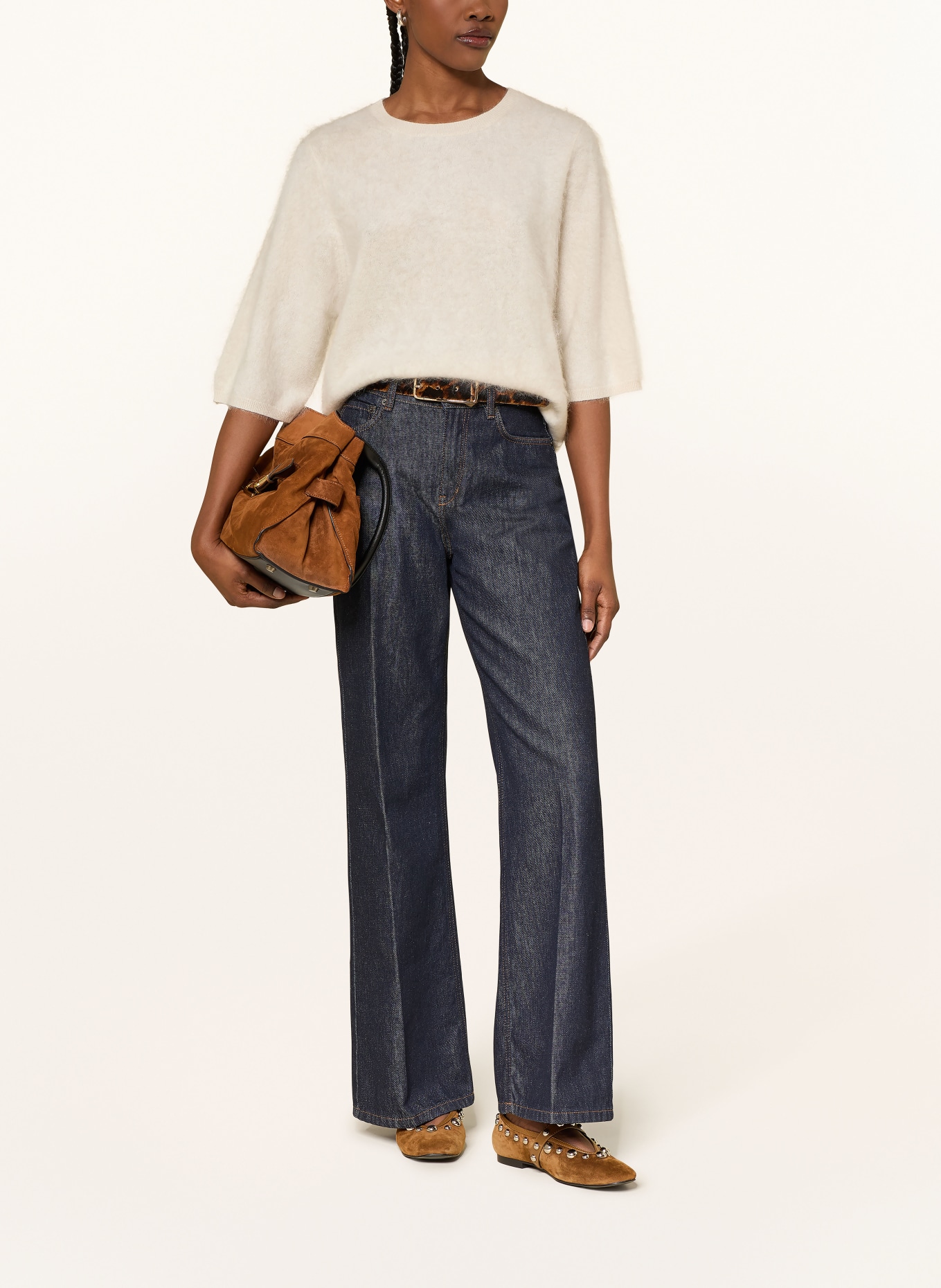 (THE MERCER) N.Y. Cashmere sweater with 3/4 sleeves: ECRU