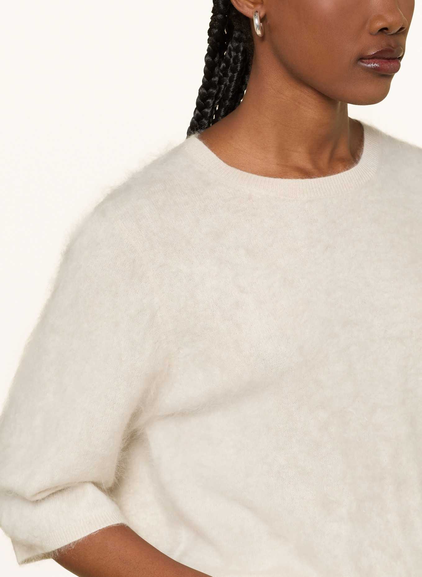 (THE MERCER) N.Y. Cashmere sweater with 3/4 sleeves: ECRU
