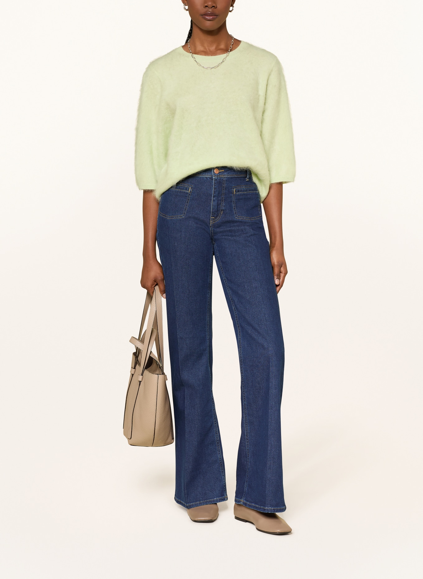 (THE MERCER) N.Y. Cashmere-Pullover mit 3/4-Arm: HELLGRÜN