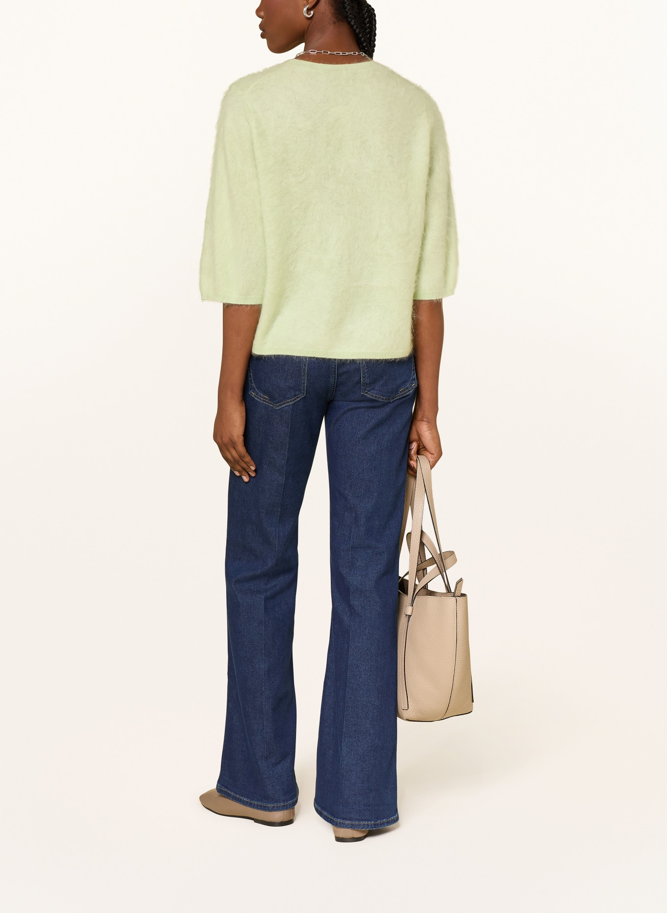 (THE MERCER) N.Y. Cashmere-Pullover mit 3/4-Arm: HELLGRÜN