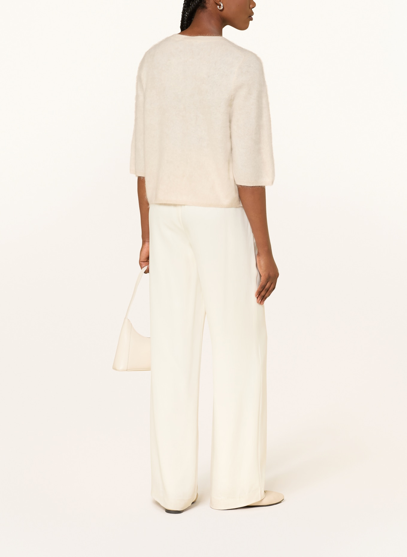 (THE MERCER) N.Y. Cashmere cardigan with 3/4 sleeves: BEIGE