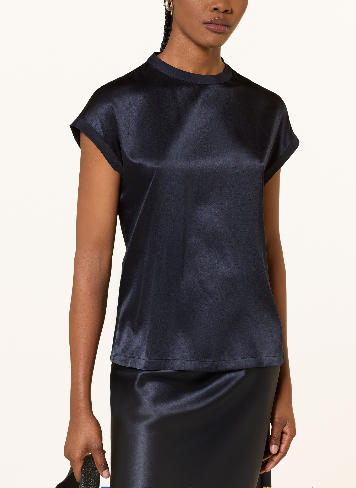 (THE MERCER) N.Y. Hedvábná halenka: TMAVĚ MODRÁ