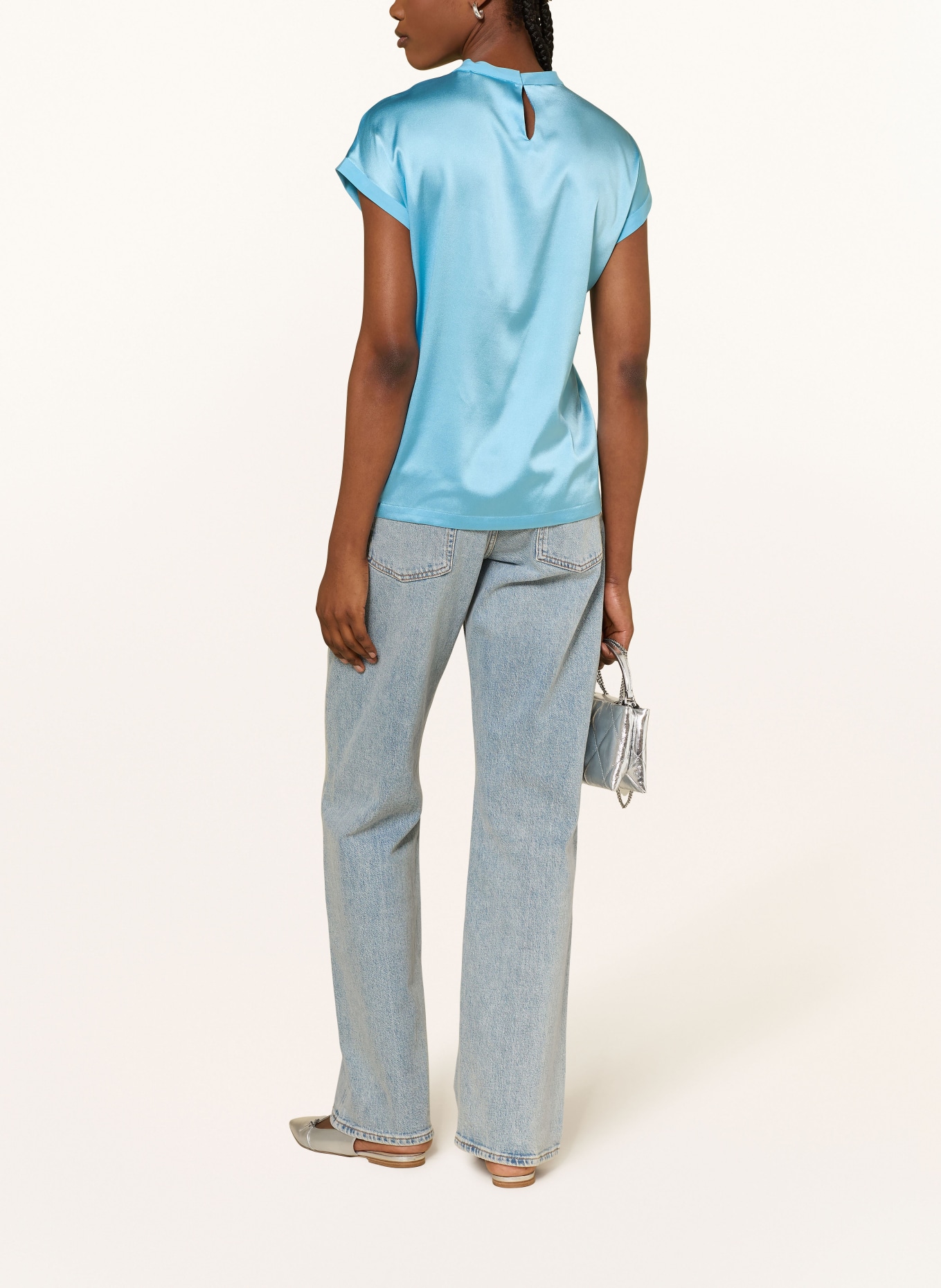 (THE MERCER) N.Y. Silk blouse shirt: TURQUOISE