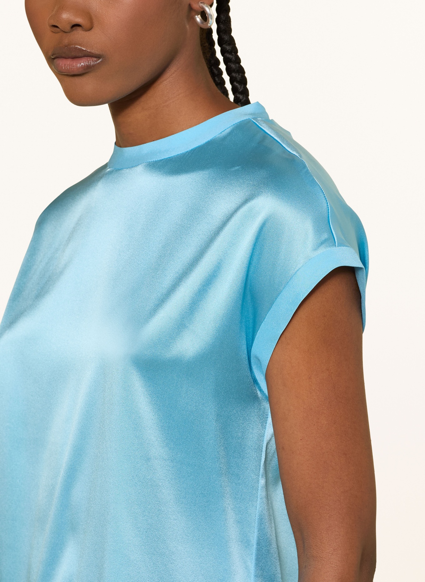 (THE MERCER) N.Y. Silk blouse shirt: TURQUOISE