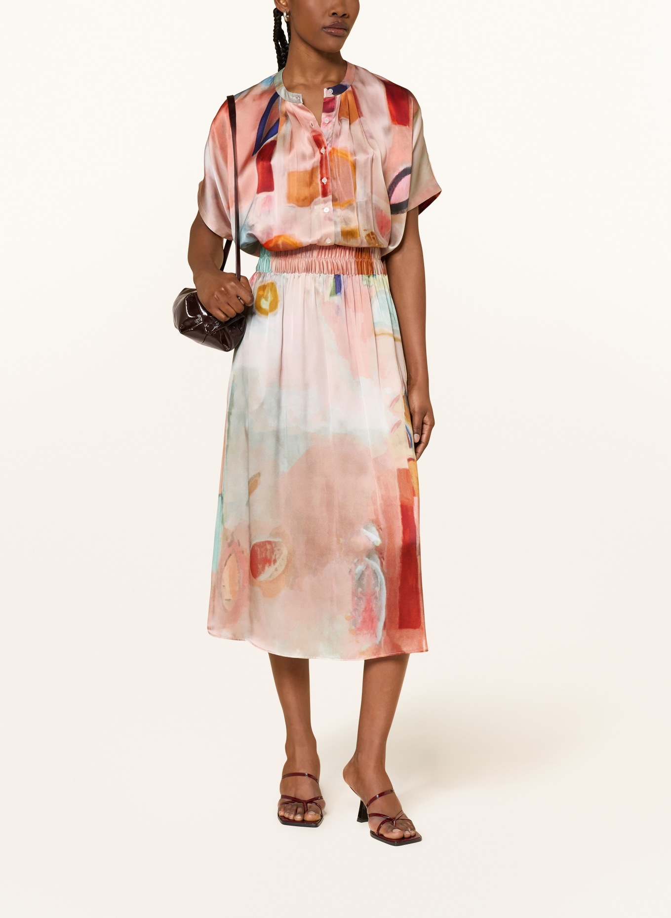 (THE MERCER) N.Y. hedvábná sukně: SVĚTLE RŮŽOVÁ / TMAVĚ ČERVENÁ / TMAVĚ ŽLUTÁ