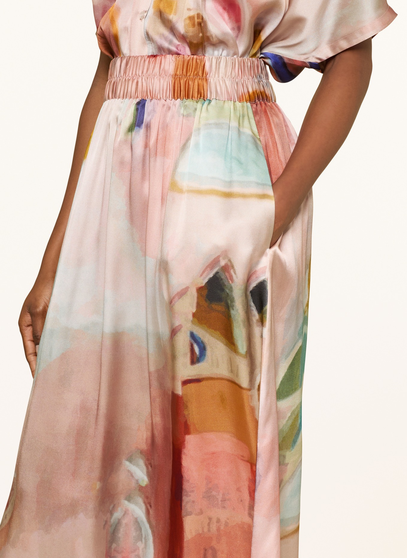 (THE MERCER) N.Y. hedvábná sukně: SVĚTLE RŮŽOVÁ / TMAVĚ ČERVENÁ / TMAVĚ ŽLUTÁ