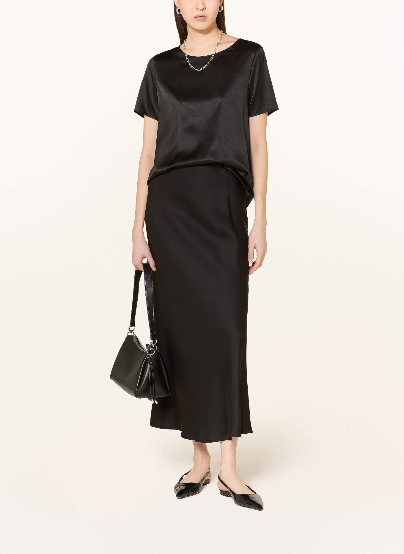 (THE MERCER) N.Y. Blusentop aus Seide: SCHWARZ