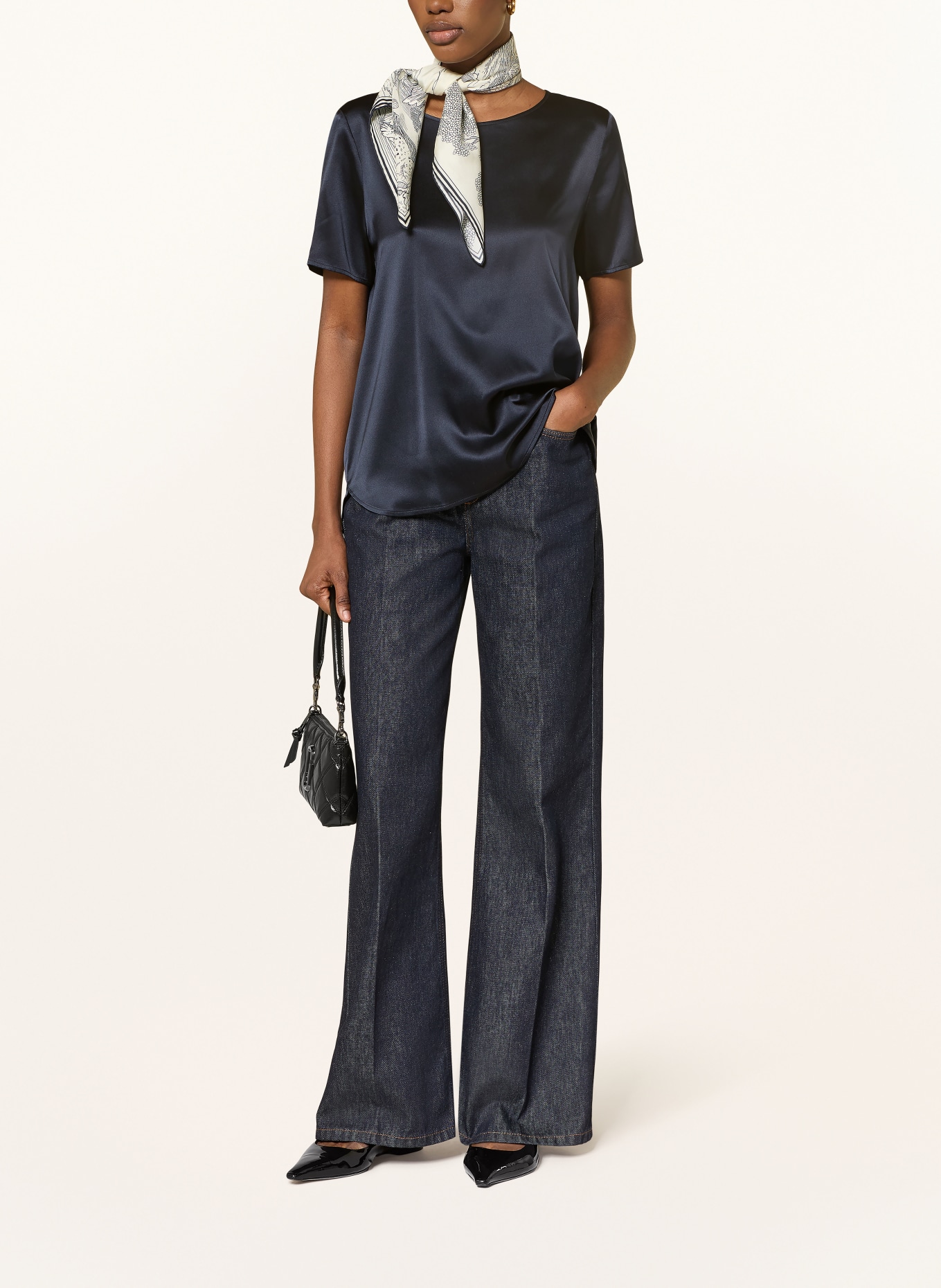 (THE MERCER) N.Y. Blusentop aus Seide: DUNKELBLAU