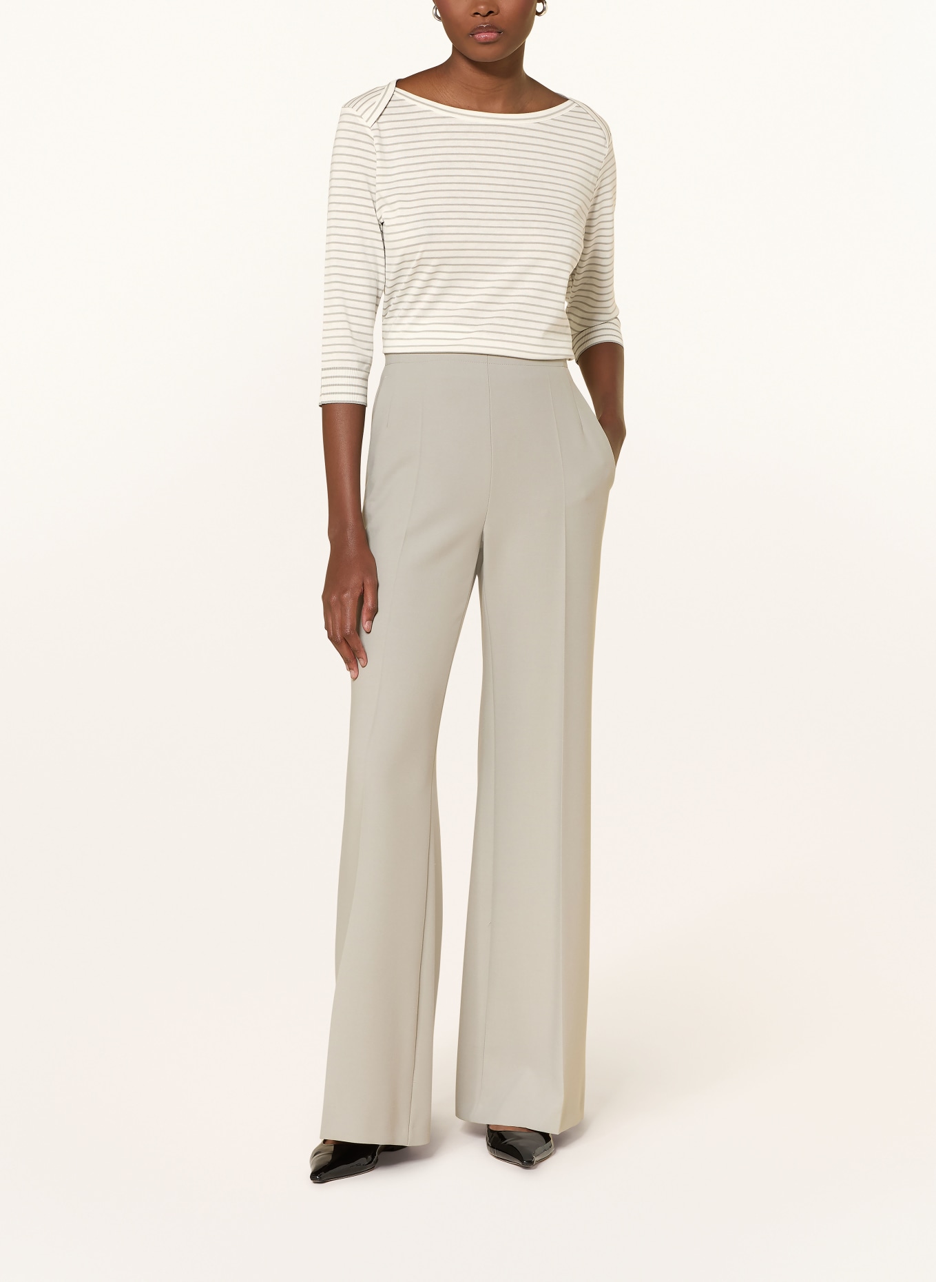 windsor. long-sleeved shirt: LIGHT GRAY / CREAM