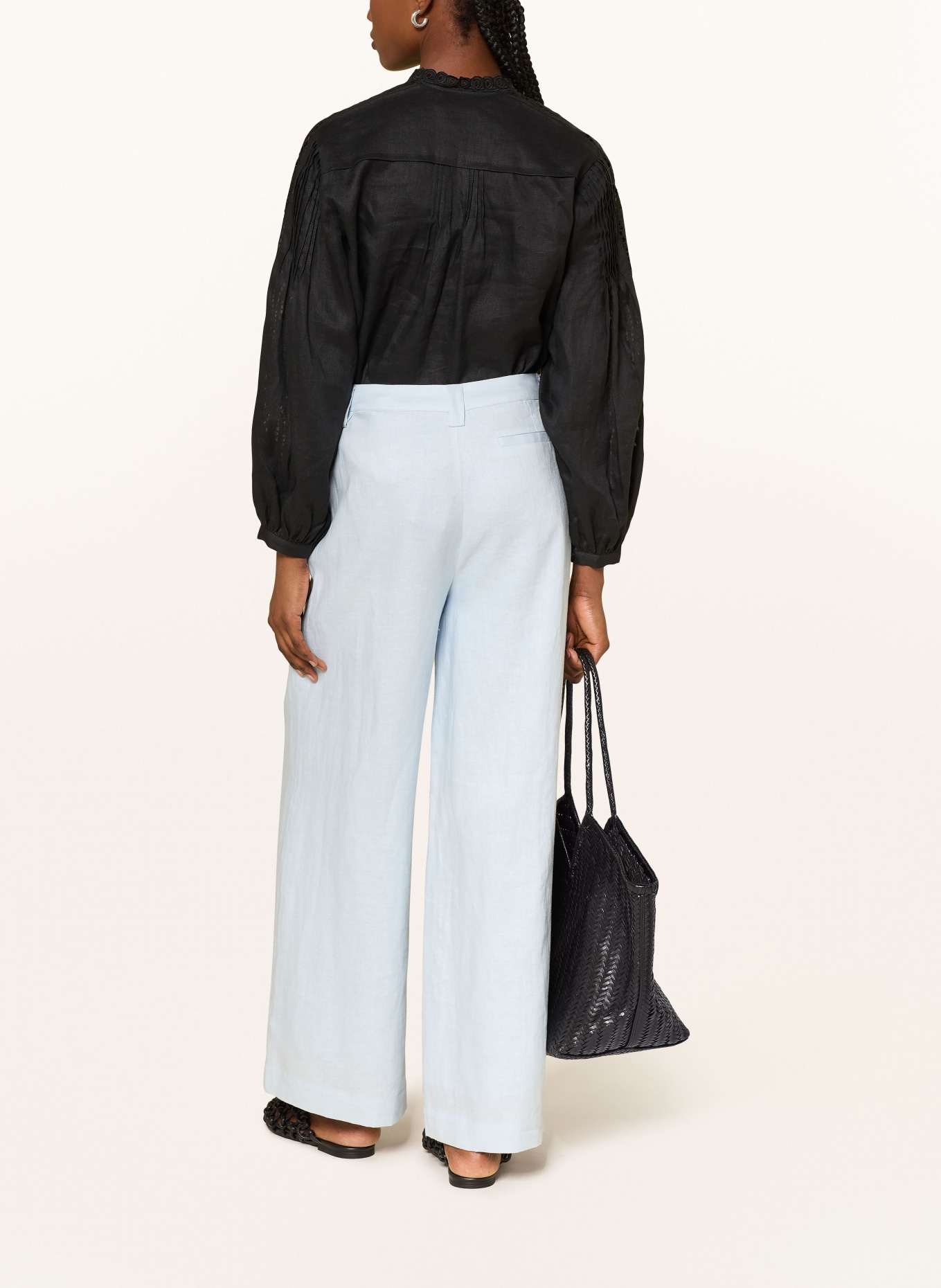(THE MERCER) N.Y. Linen wide-leg pants: LIGHT BLUE
