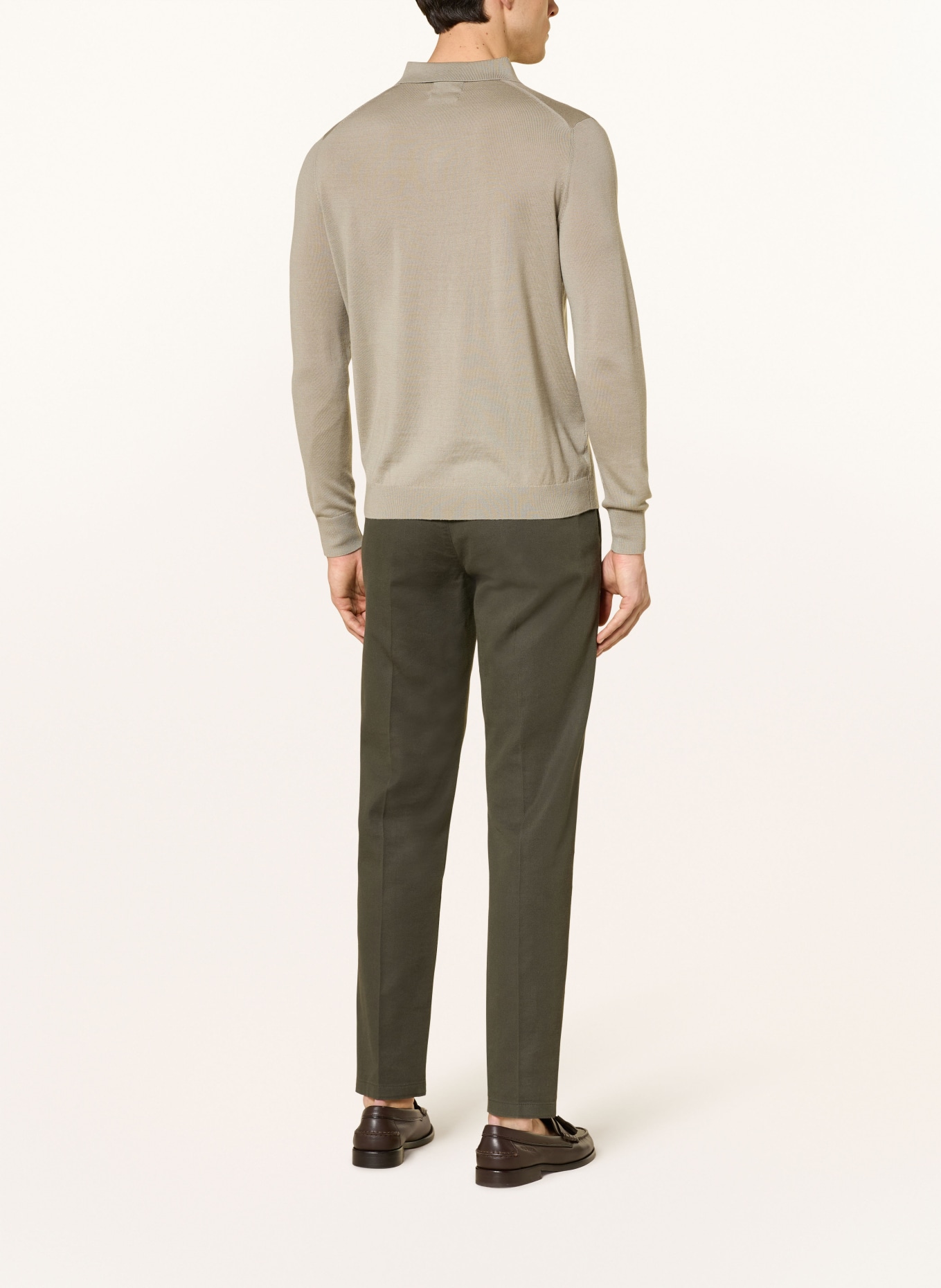 STROKESMAN'S Dzianinowa koszulka polo z wełny merynosowej: SZAROBRĄZOWY