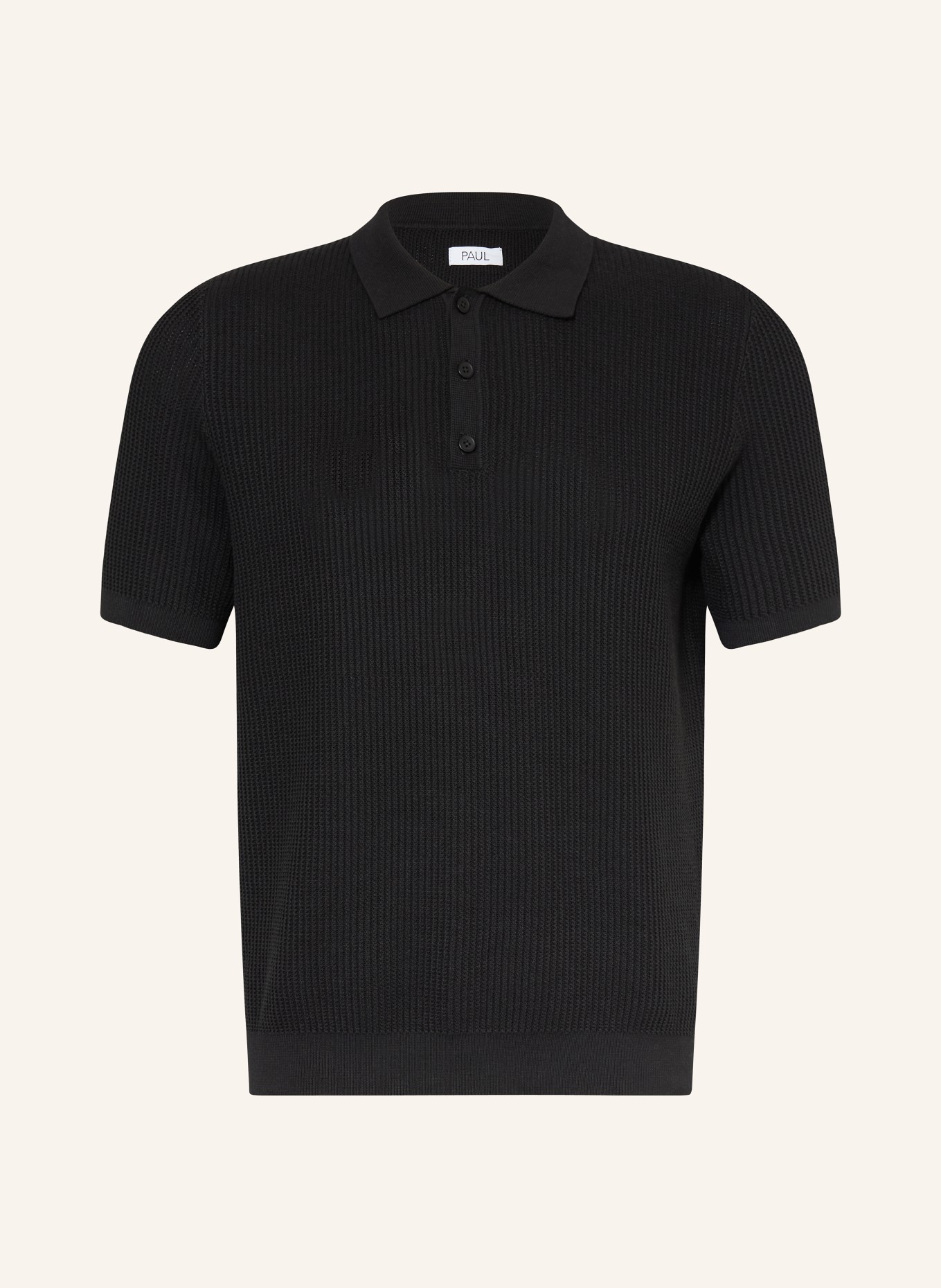 PAUL Strick-Poloshirt: SCHWARZ