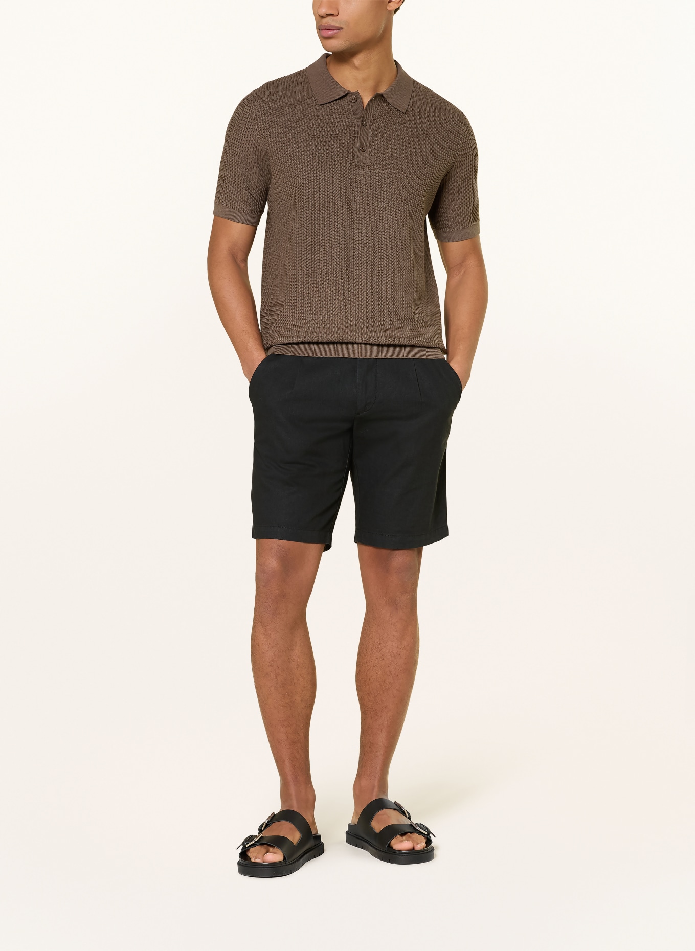 PAUL Strick-Poloshirt: BRAUN