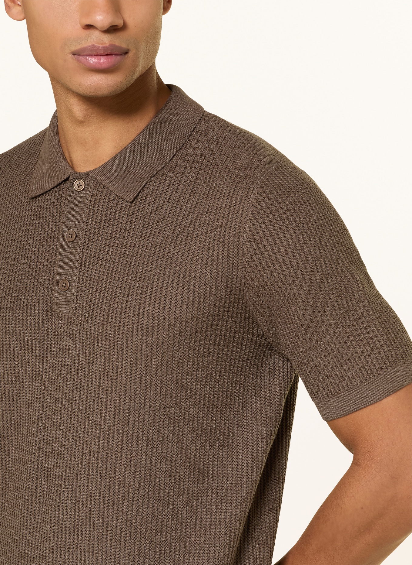 PAUL Strick-Poloshirt: BRAUN