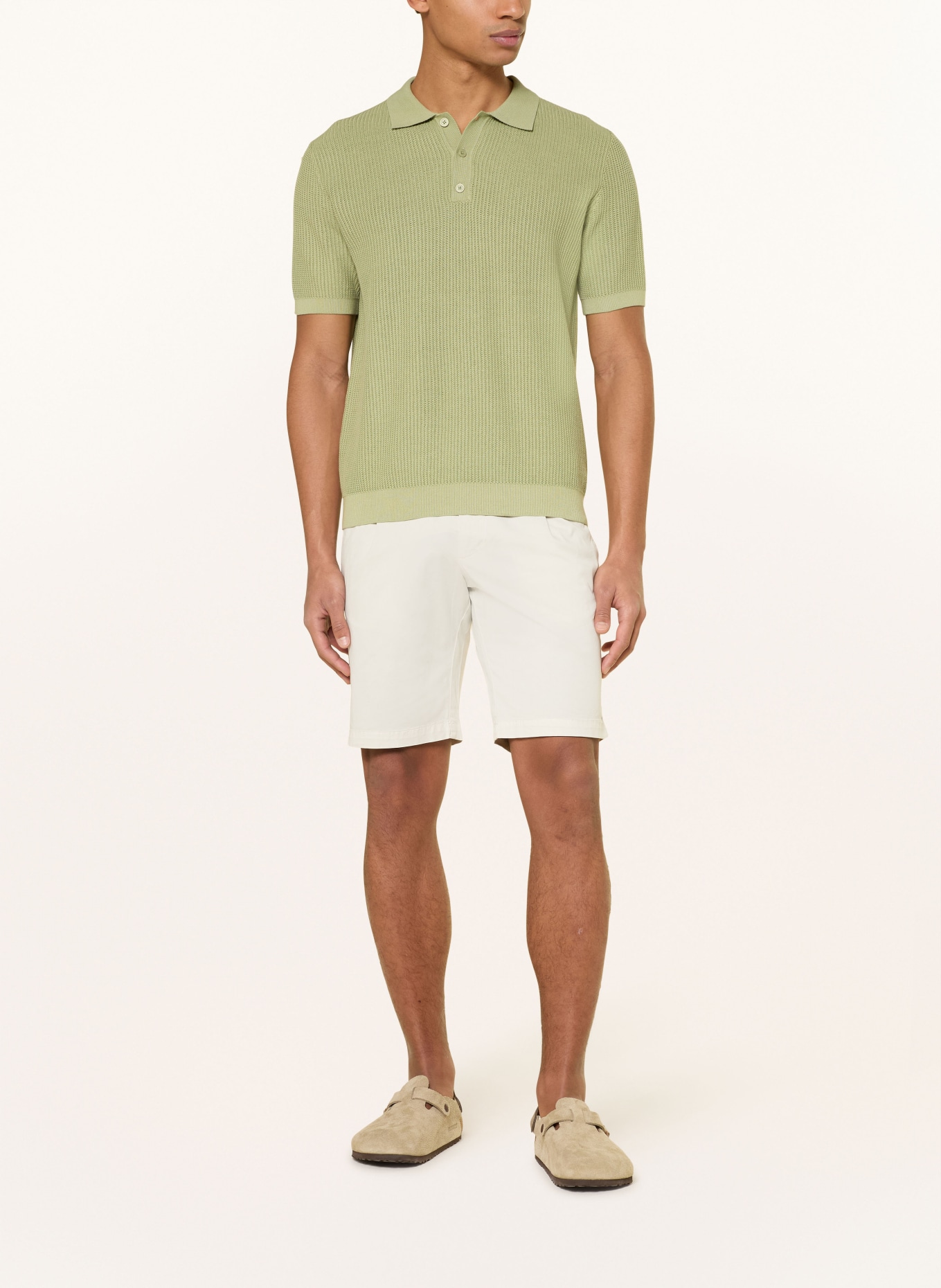 PAUL Strick-Poloshirt: HELLGRÜN