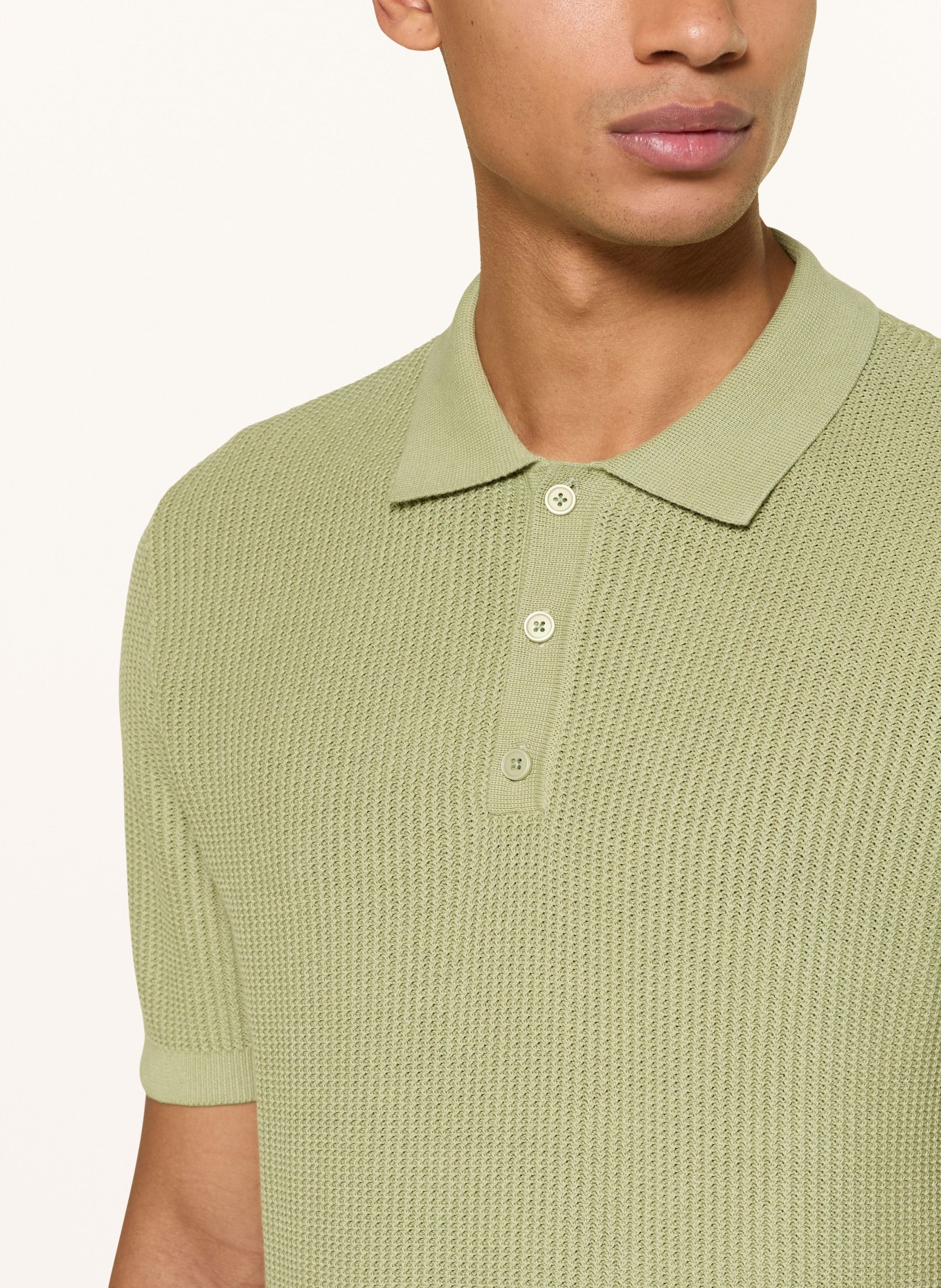 PAUL Strick-Poloshirt: HELLGRÜN