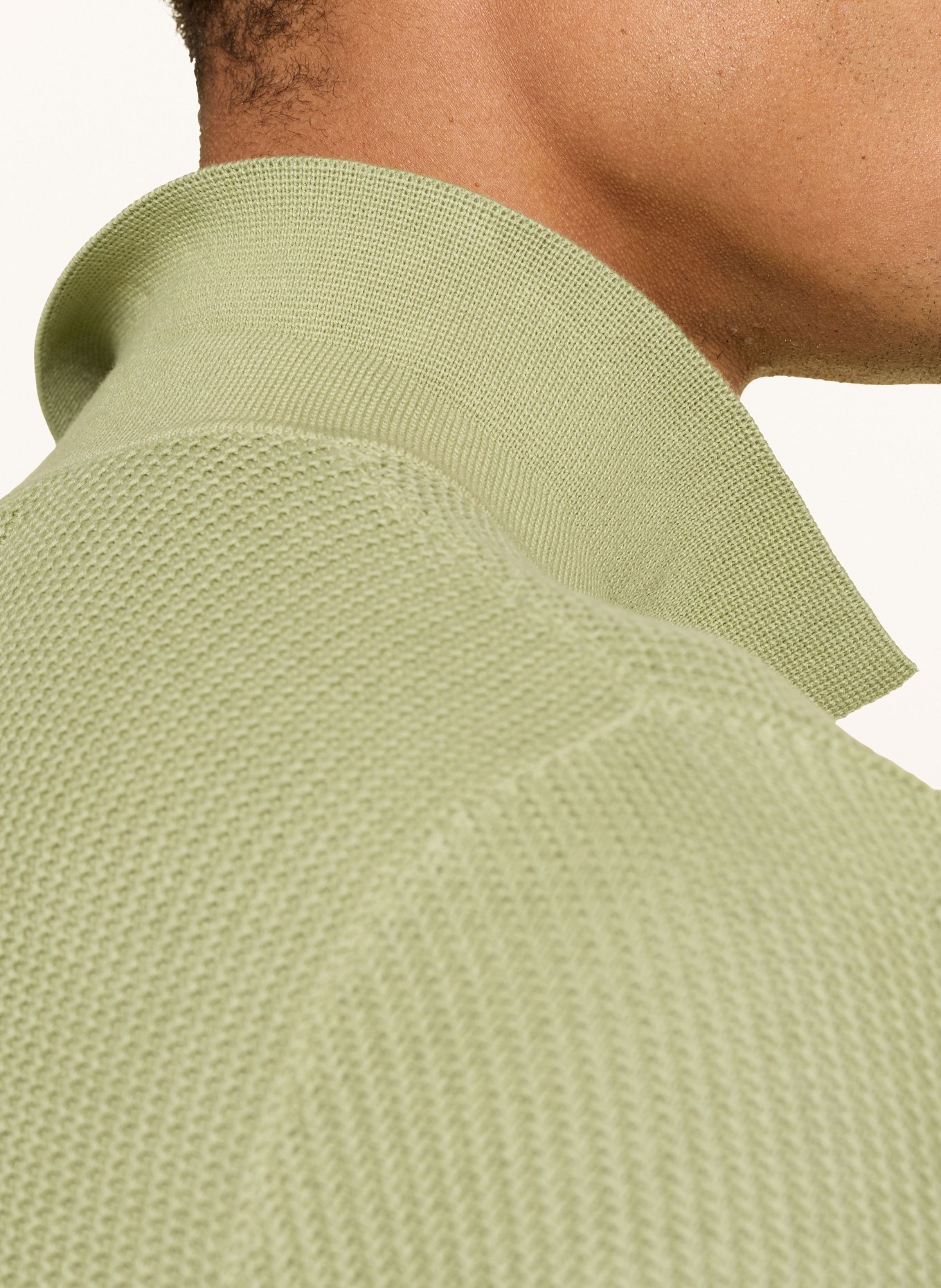 PAUL Strick-Poloshirt: HELLGRÜN