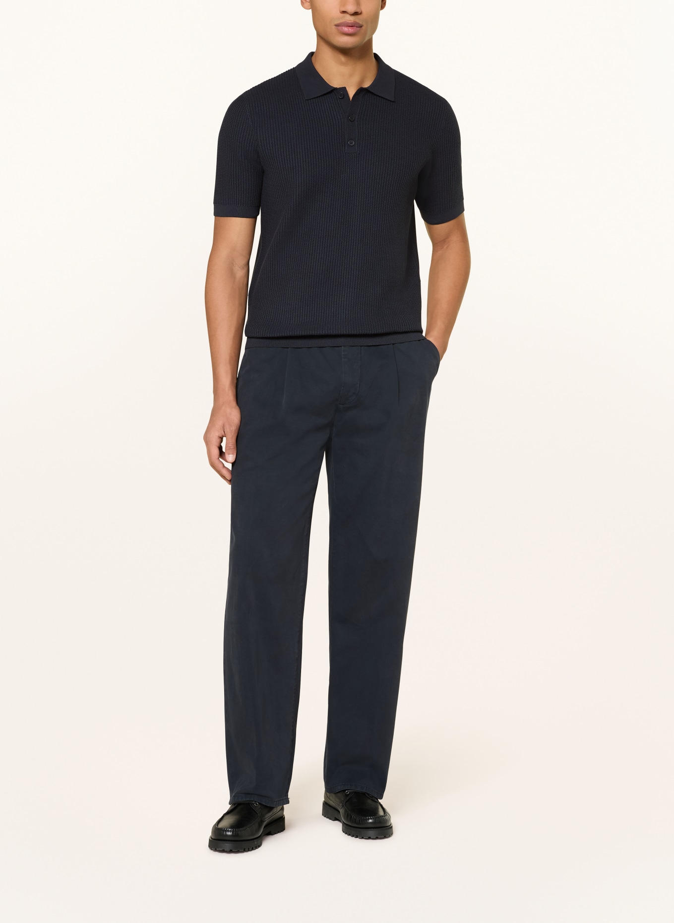 PAUL Strick-Poloshirt: DUNKELBLAU