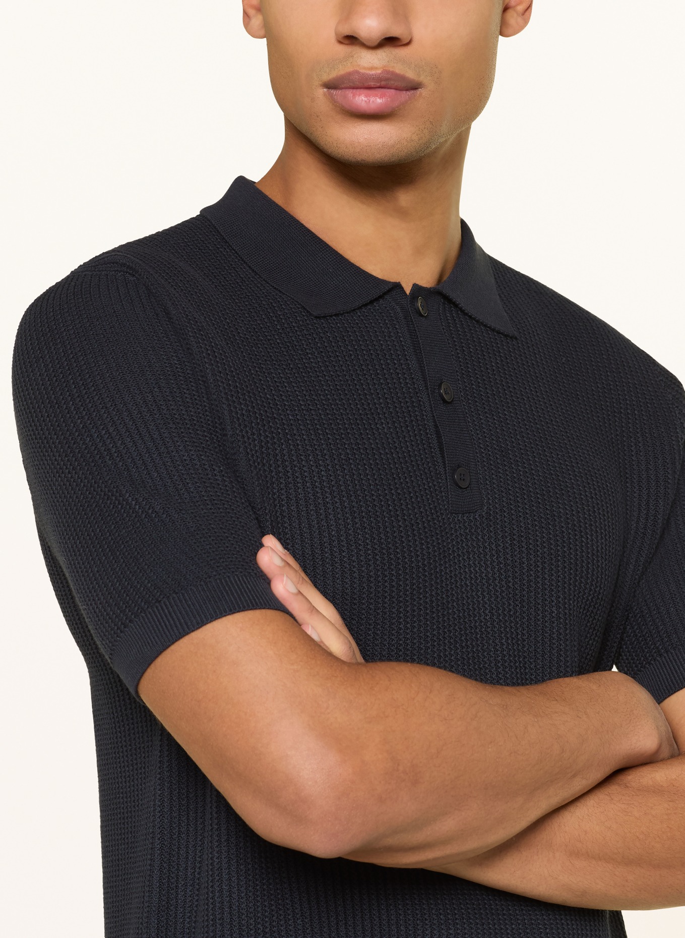 PAUL Strick-Poloshirt: DUNKELBLAU