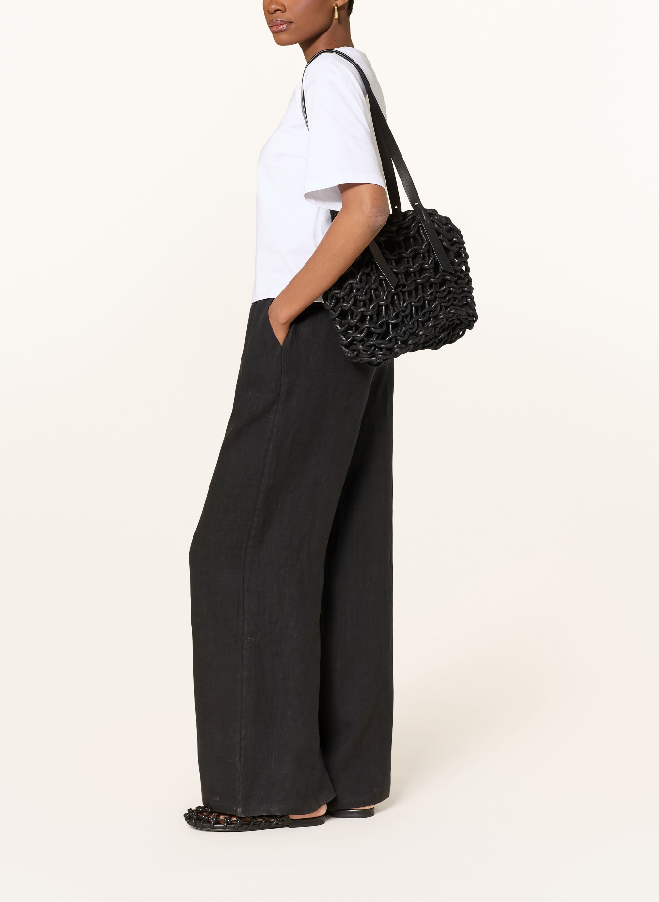 darling harbour linen pants: BLACK