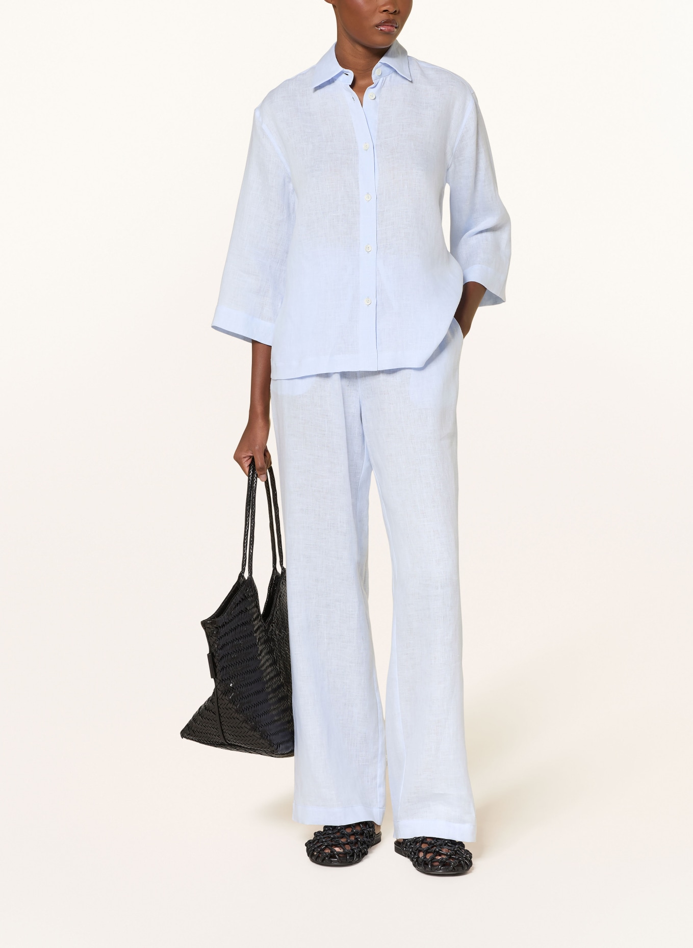 van Laack Hemdbluse VL-BANIS-BRO mit 3/4-Arm: HELLBLAU