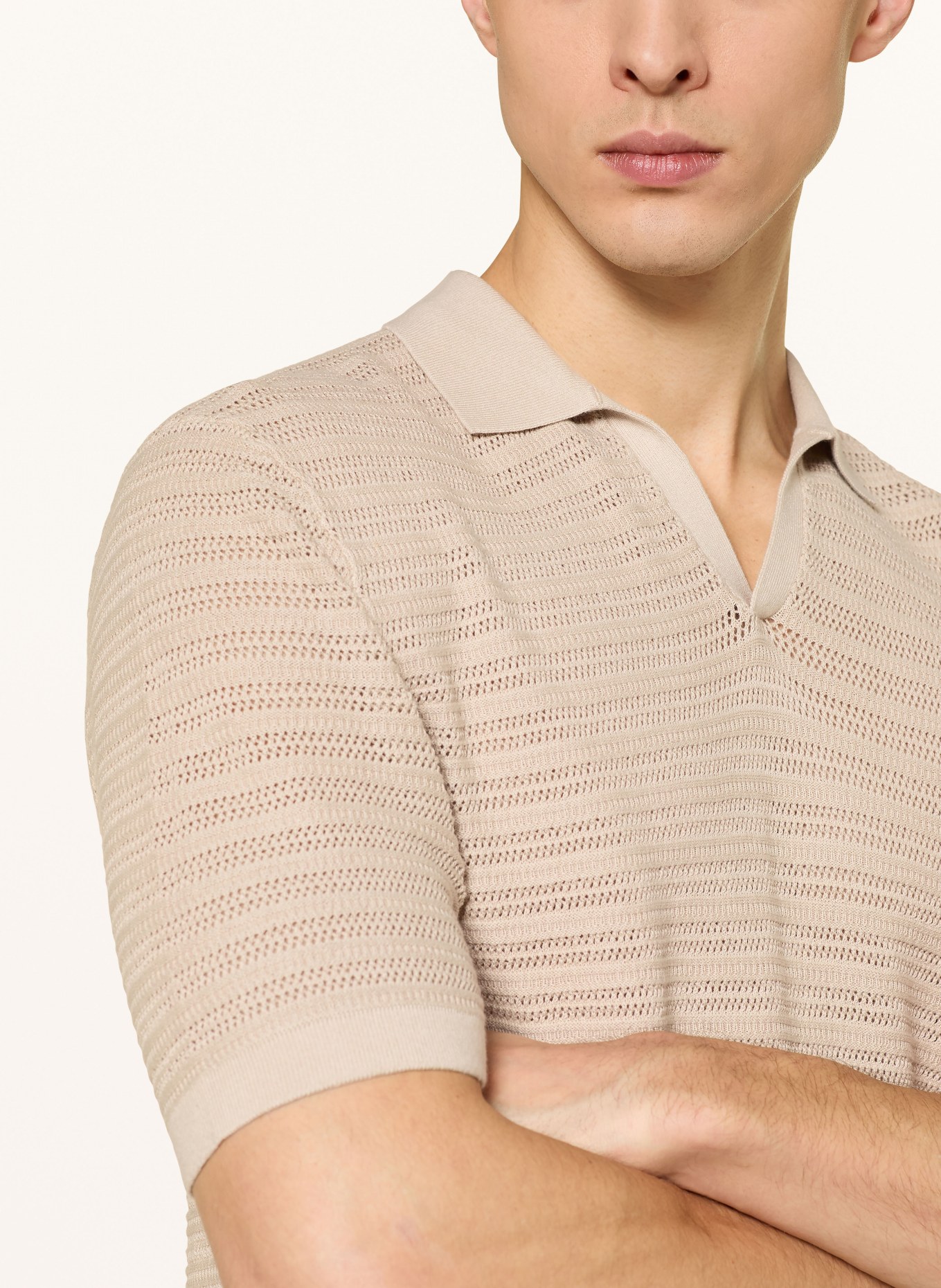 STROKESMAN'S Strick-Poloshirt: BEIGE