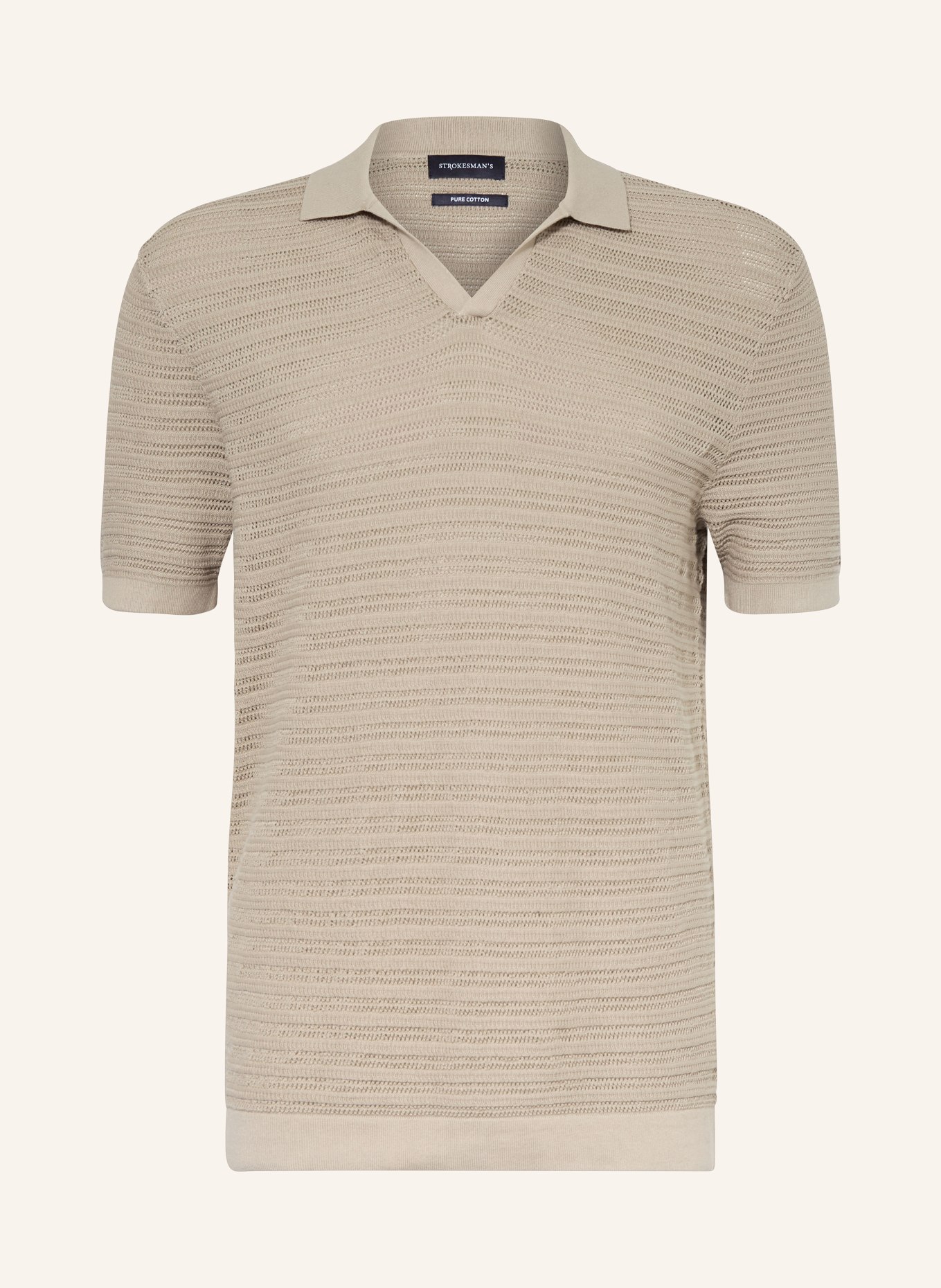 STROKESMAN'S Strick-Poloshirt: KHAKI