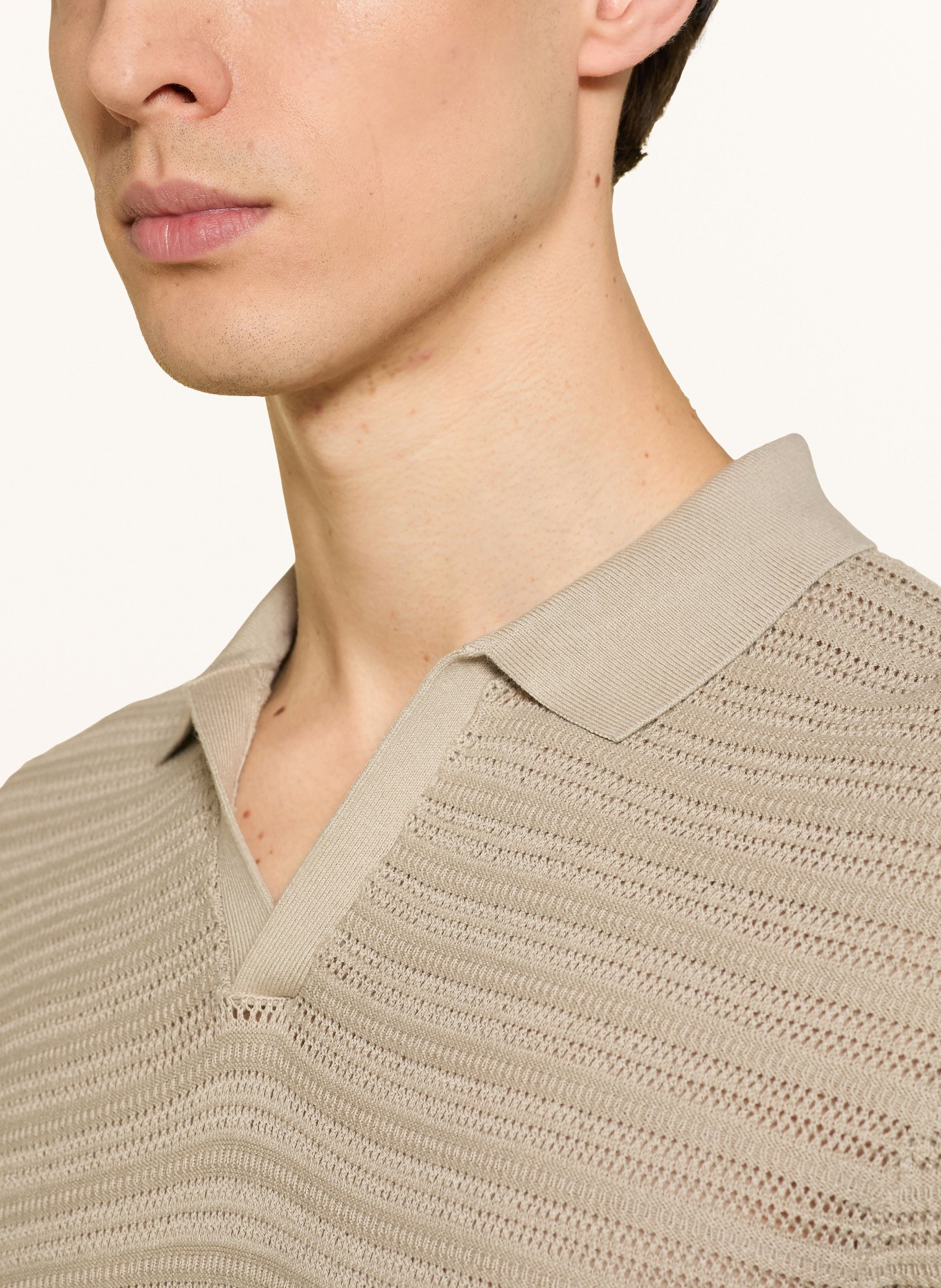 STROKESMAN'S Strick-Poloshirt: KHAKI