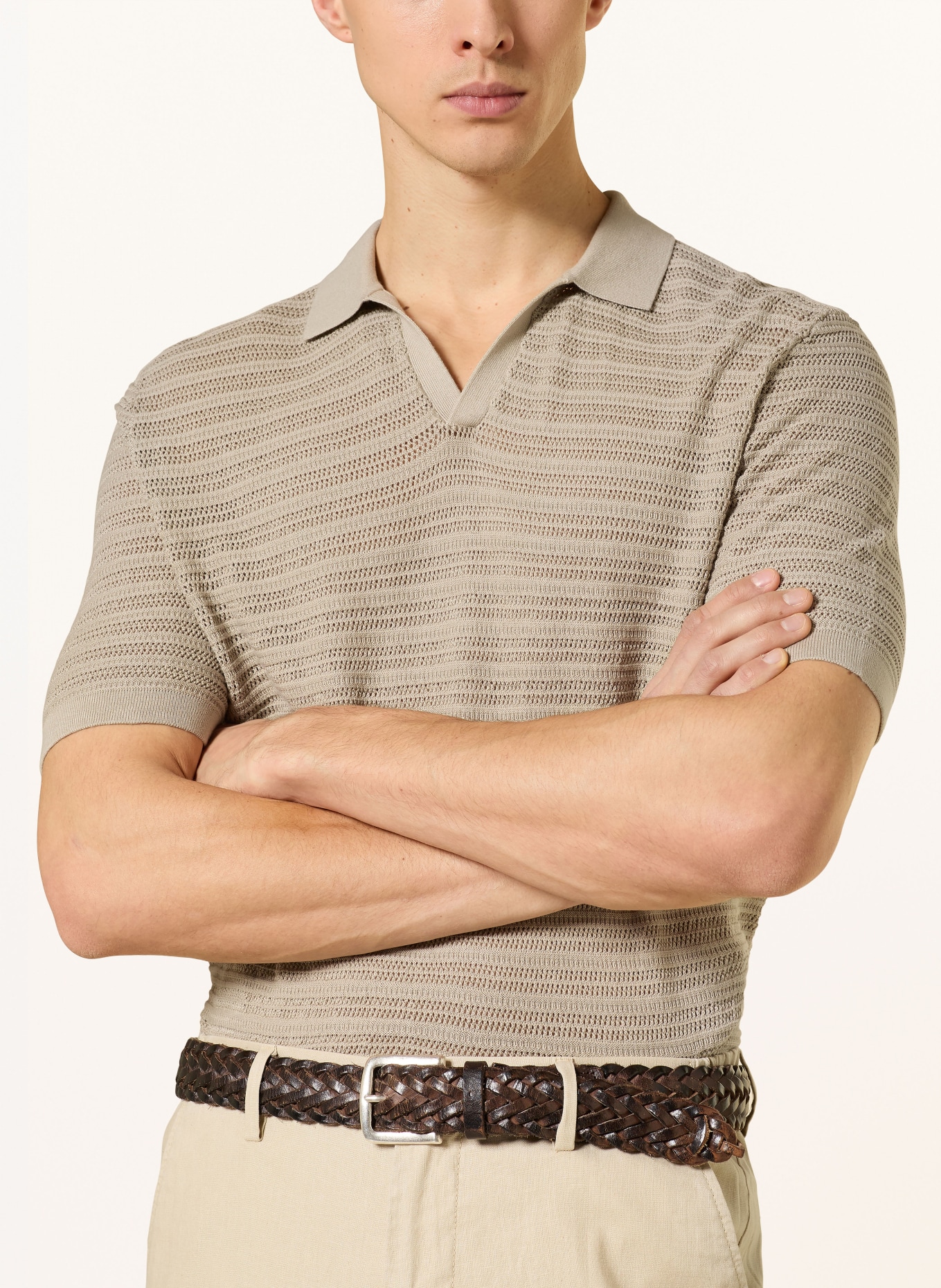 STROKESMAN'S Strick-Poloshirt: KHAKI