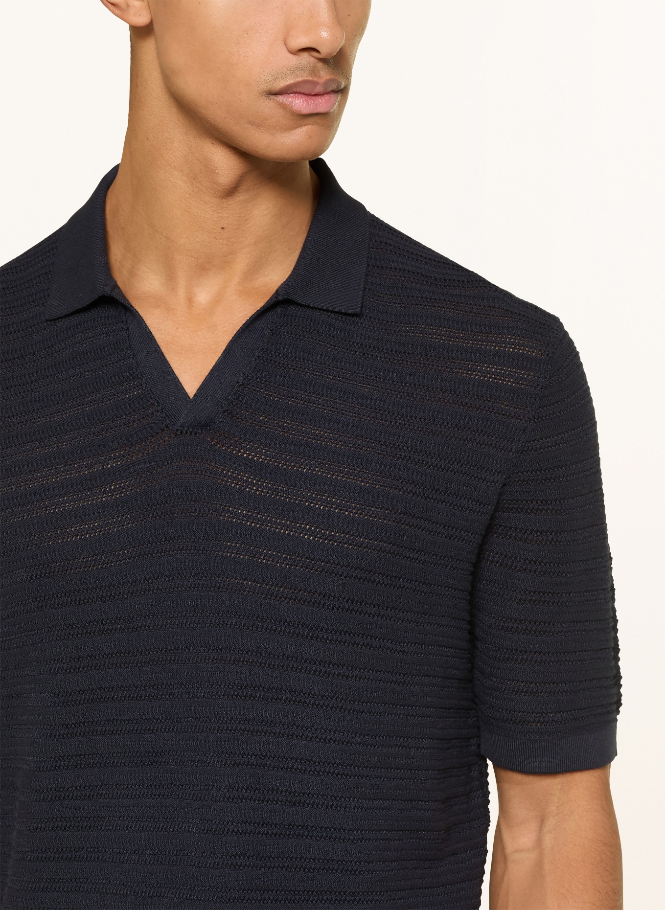STROKESMAN'S knitted polo shirt: DARK BLUE