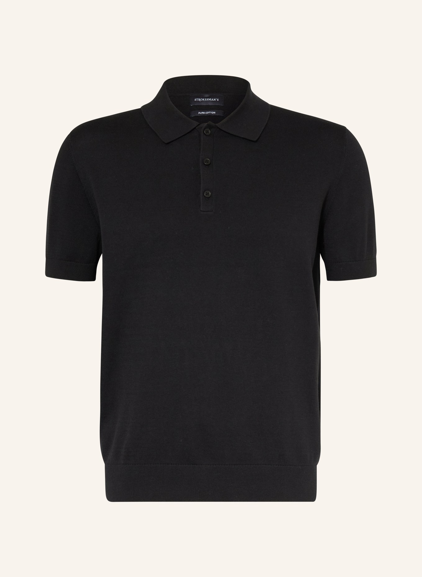 STROKESMAN'S Strick-Poloshirt: SCHWARZ