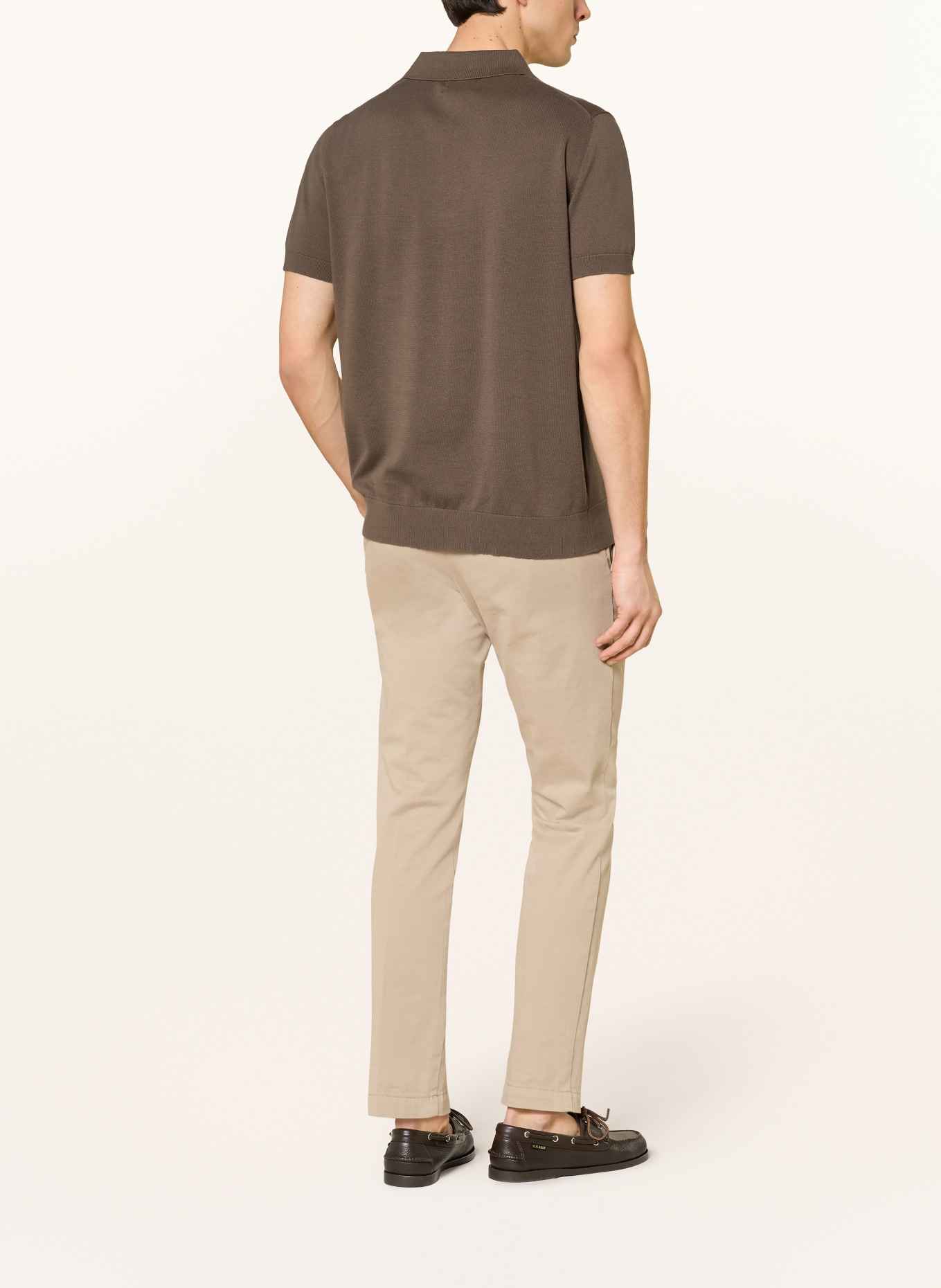 STROKESMAN'S Strick-Poloshirt: DUNKELBRAUN