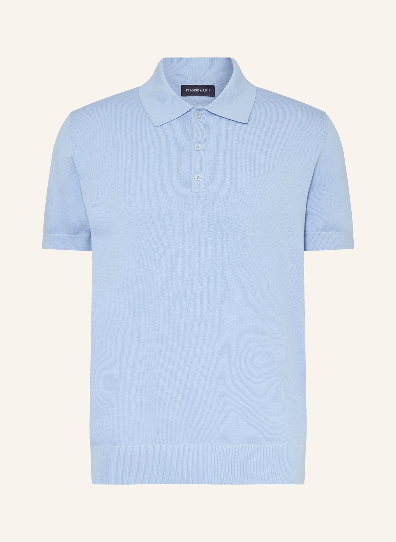 STROKESMAN'S Strick-Poloshirt: HELLBLAU