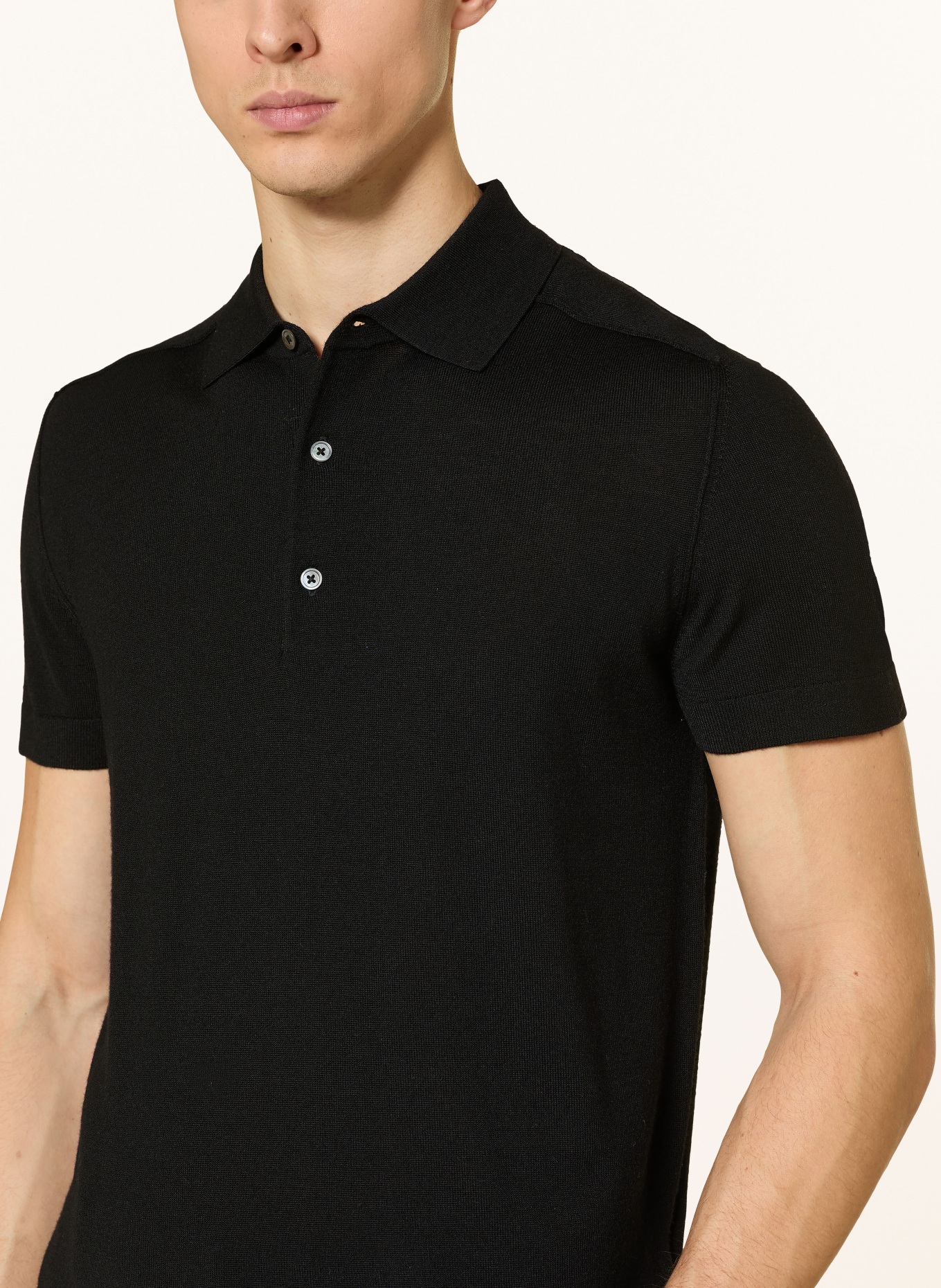 STROKESMAN'S Strick-Poloshirt: SCHWARZ