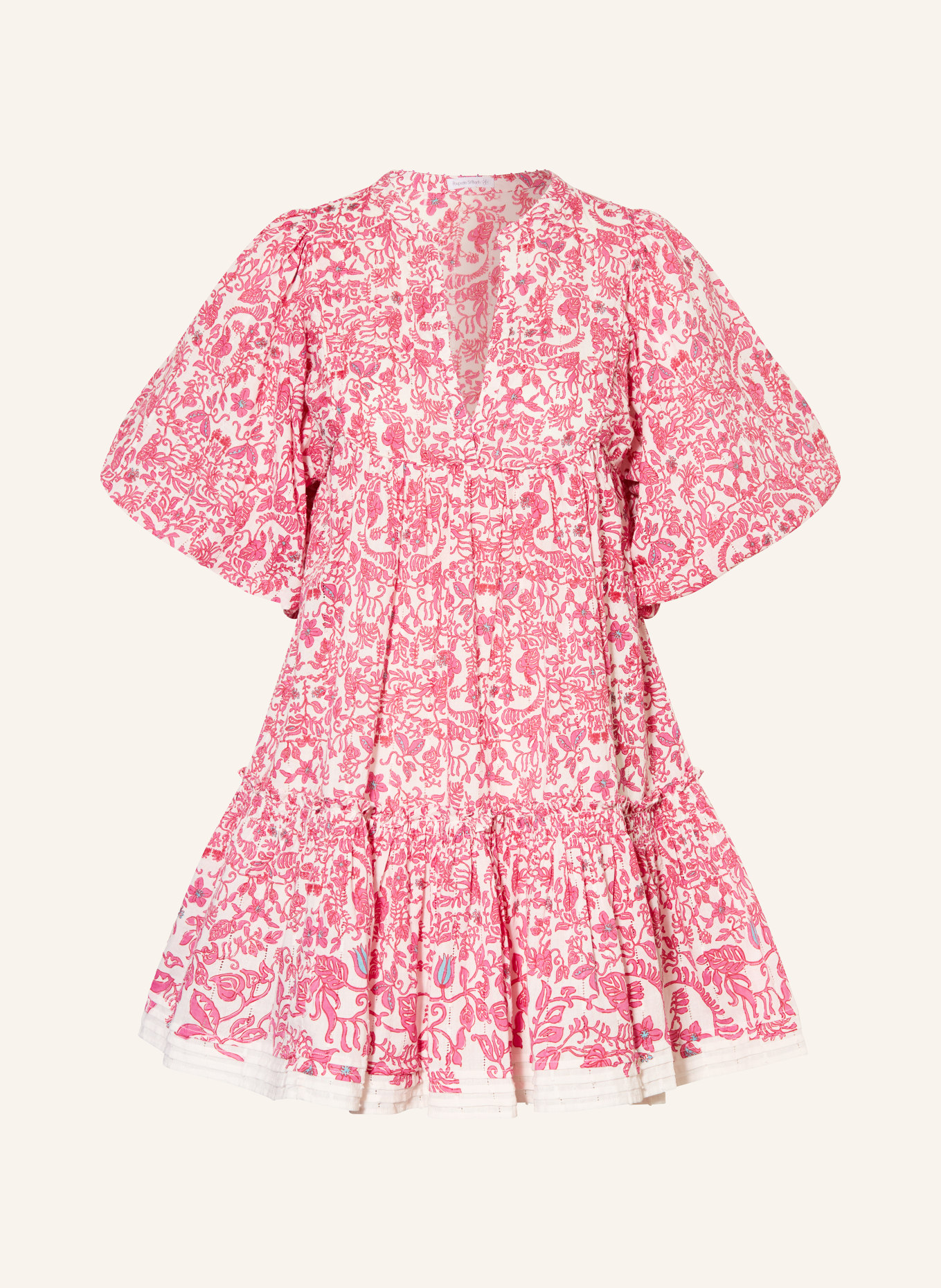 Poupette St Barth Sukienka plażowa CRUZ: MOCNORÓŻOWY / ECRU