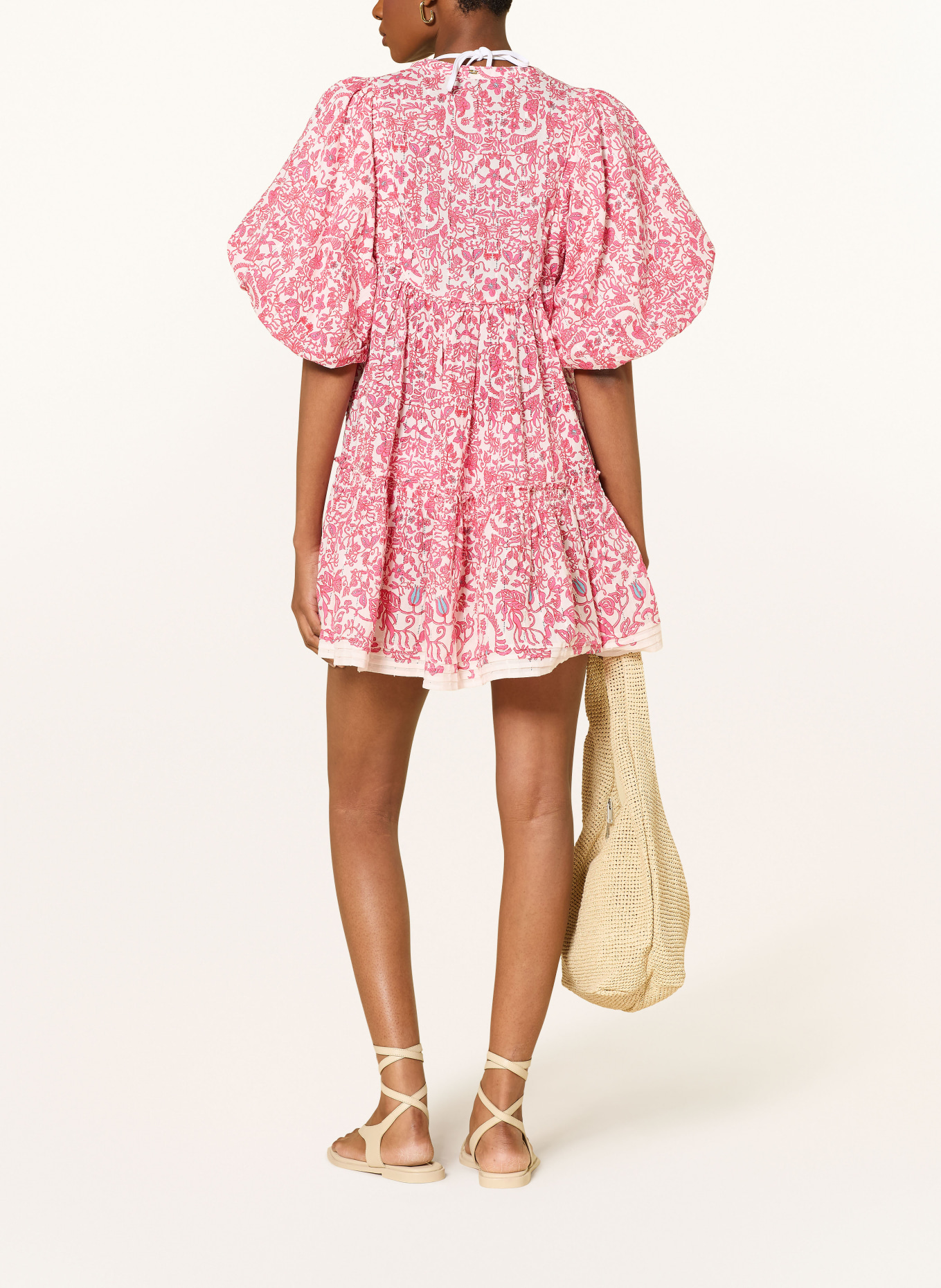 Poupette St Barth Sukienka plażowa CRUZ: MOCNORÓŻOWY / ECRU