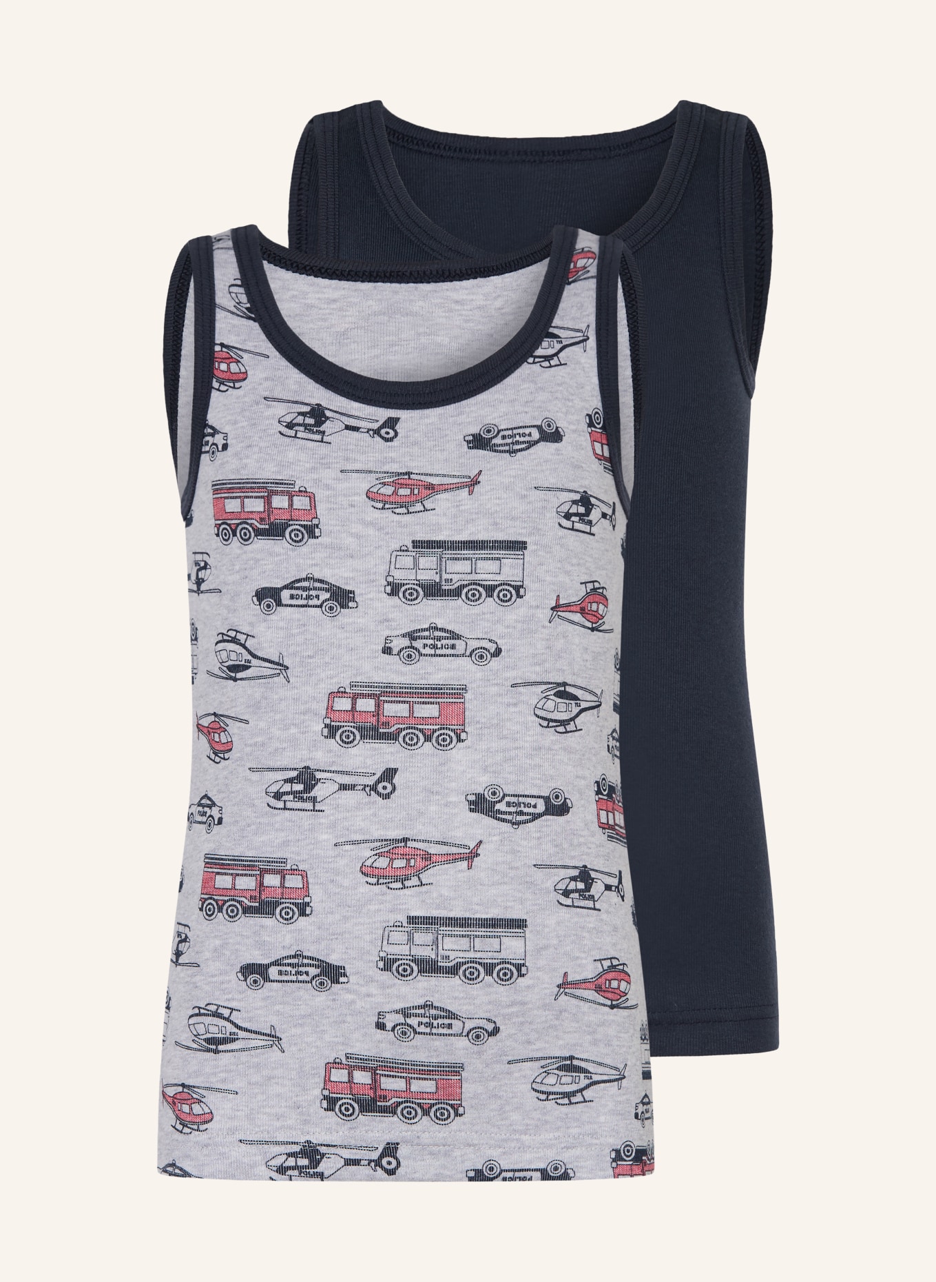 Sanetta 2er-Pack Unterhemden: DUNKELBLAU / HELLGRAU / ROT