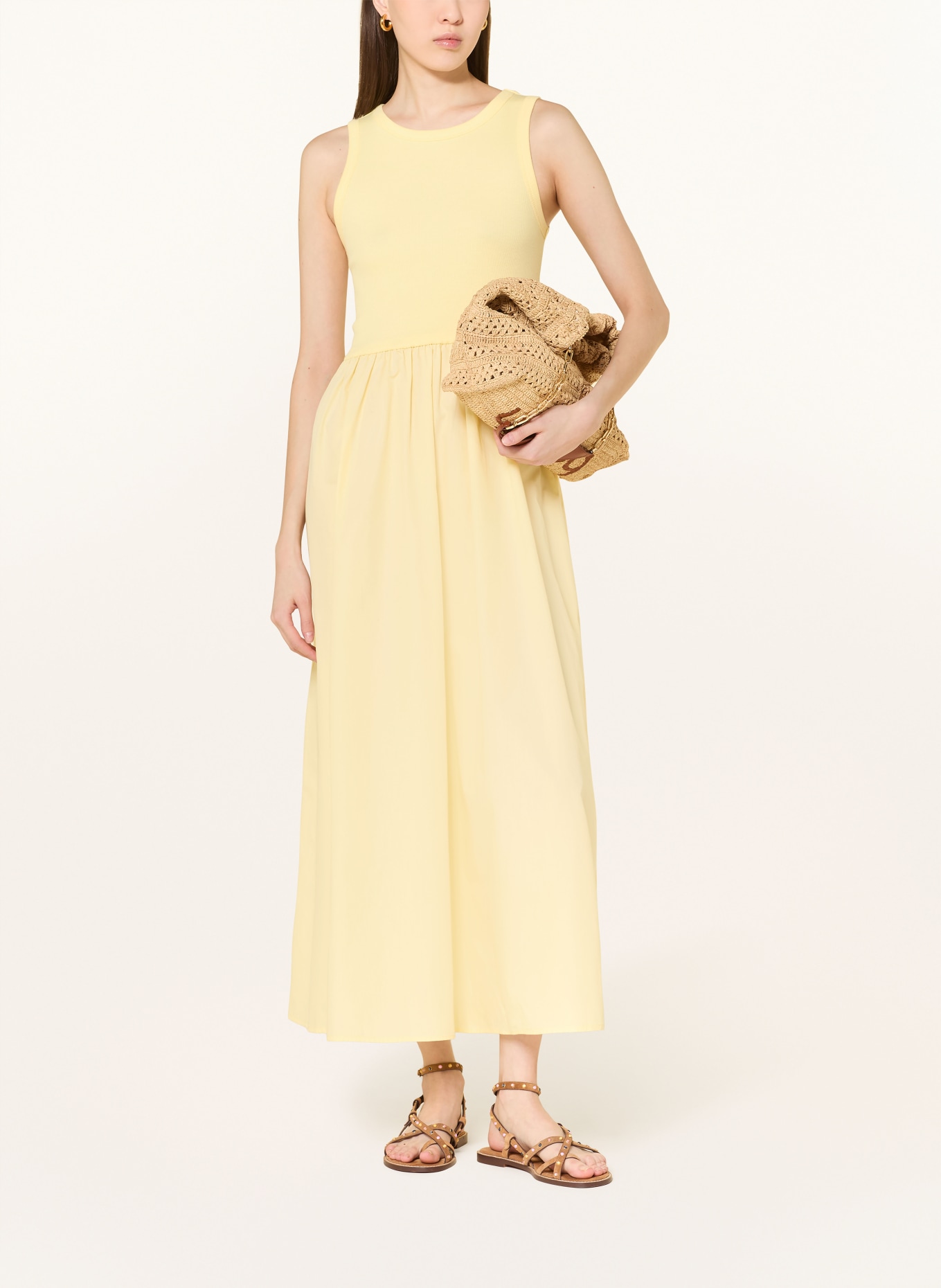 MRS & HUGS Sukienka z mieszanki materiałów: ŻÓŁTY